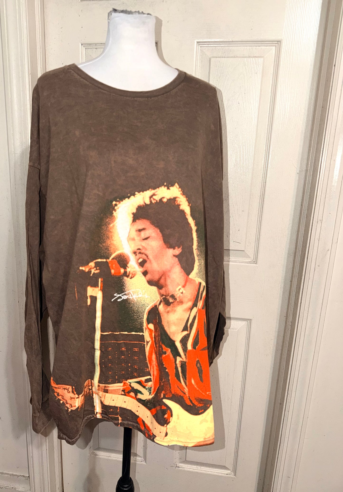 Jimi Hendrix Oversized Distressed Long Sleeve Tee