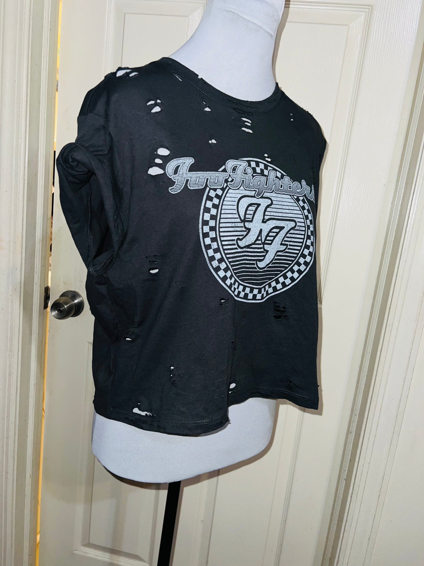 Foo Fighters Oversized Distressed Baby Tee