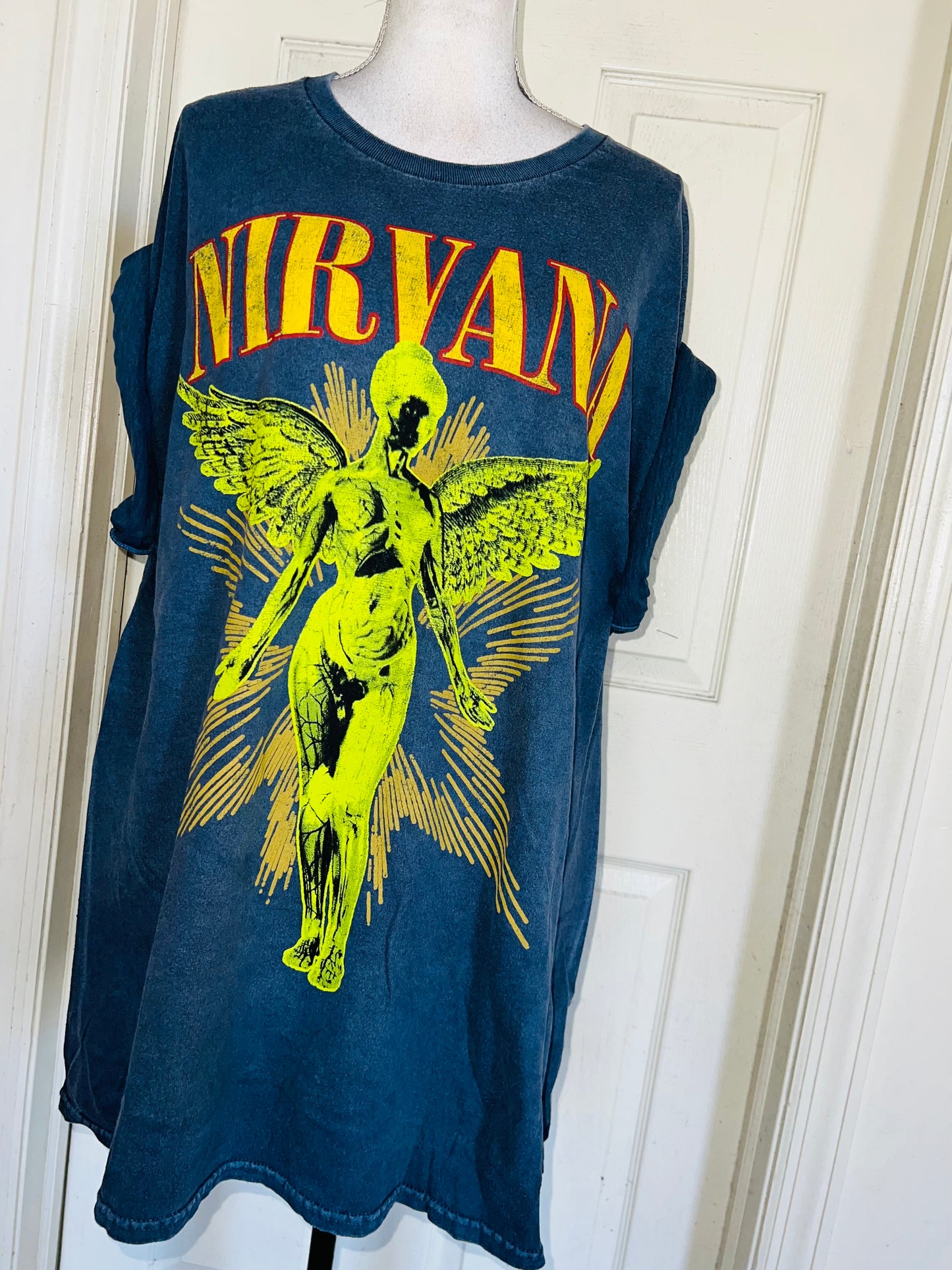 Nirvana Double Sided Oversized Distressed Tee