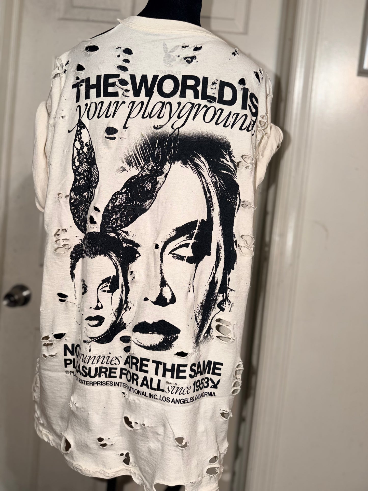 Playboy Double Sided Oversized Distressed Tee