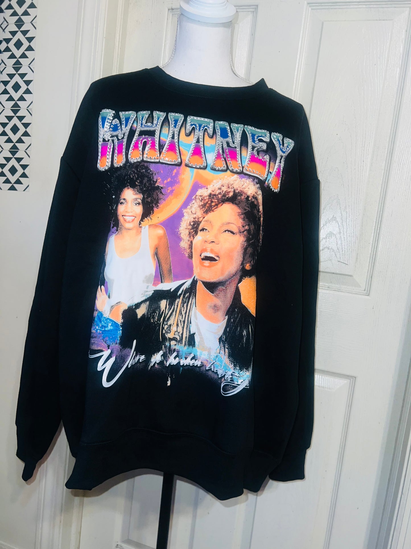 Whitney Houston Oversized Distressed Sweatshirt