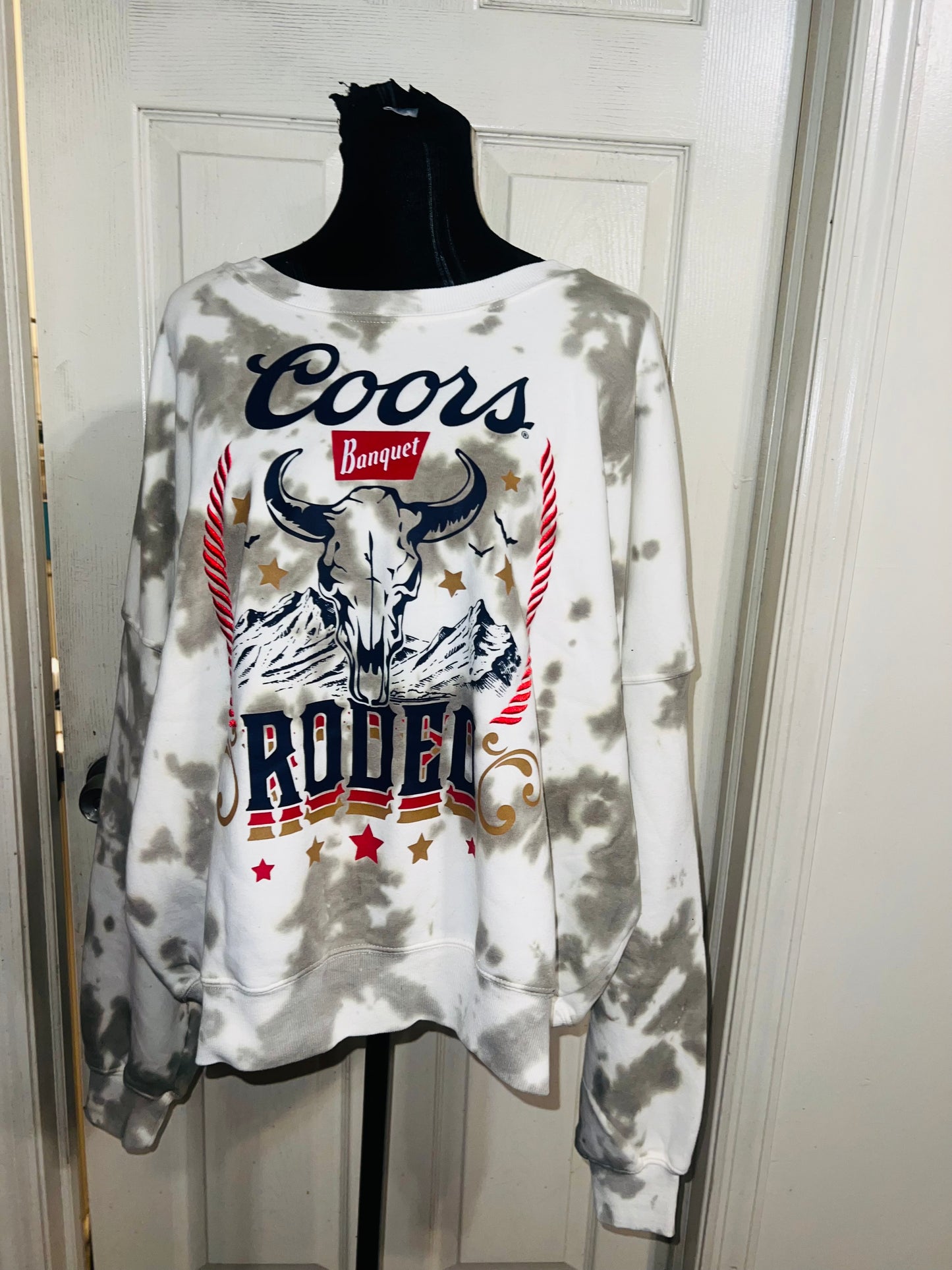 Coors Banquet Rodeo Oversized Distressed Sweatshirt