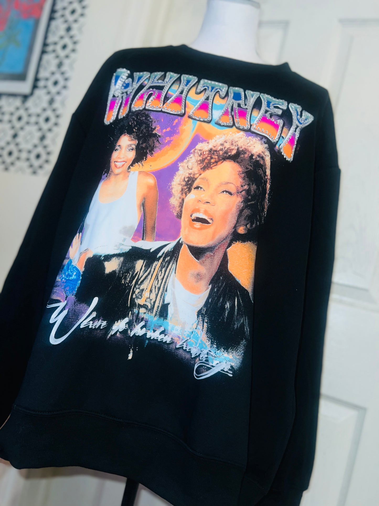 Whitney Houston Oversized Distressed Sweatshirt