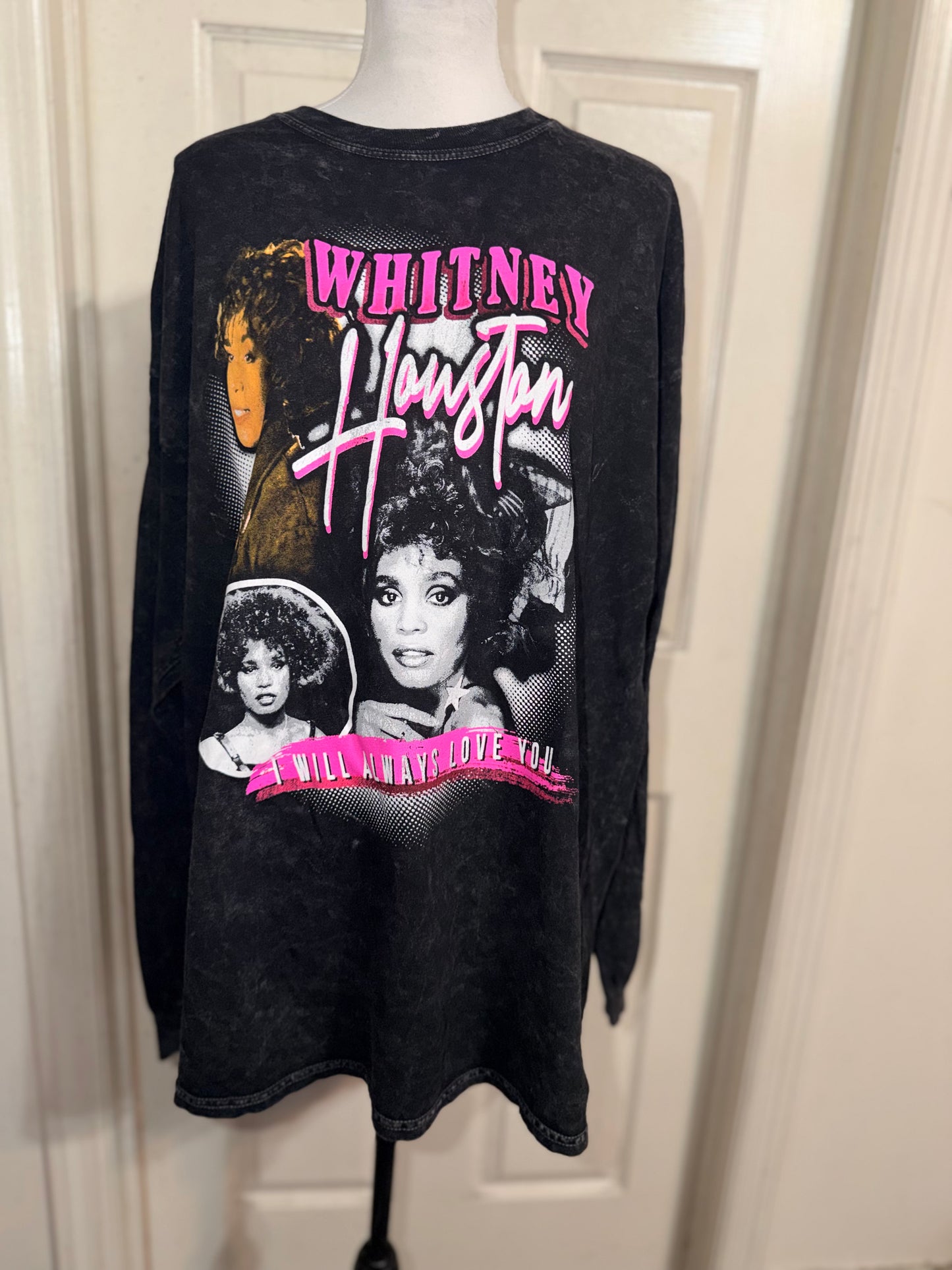 Whitney Houston Oversized Distressed Long Sleeve Tee