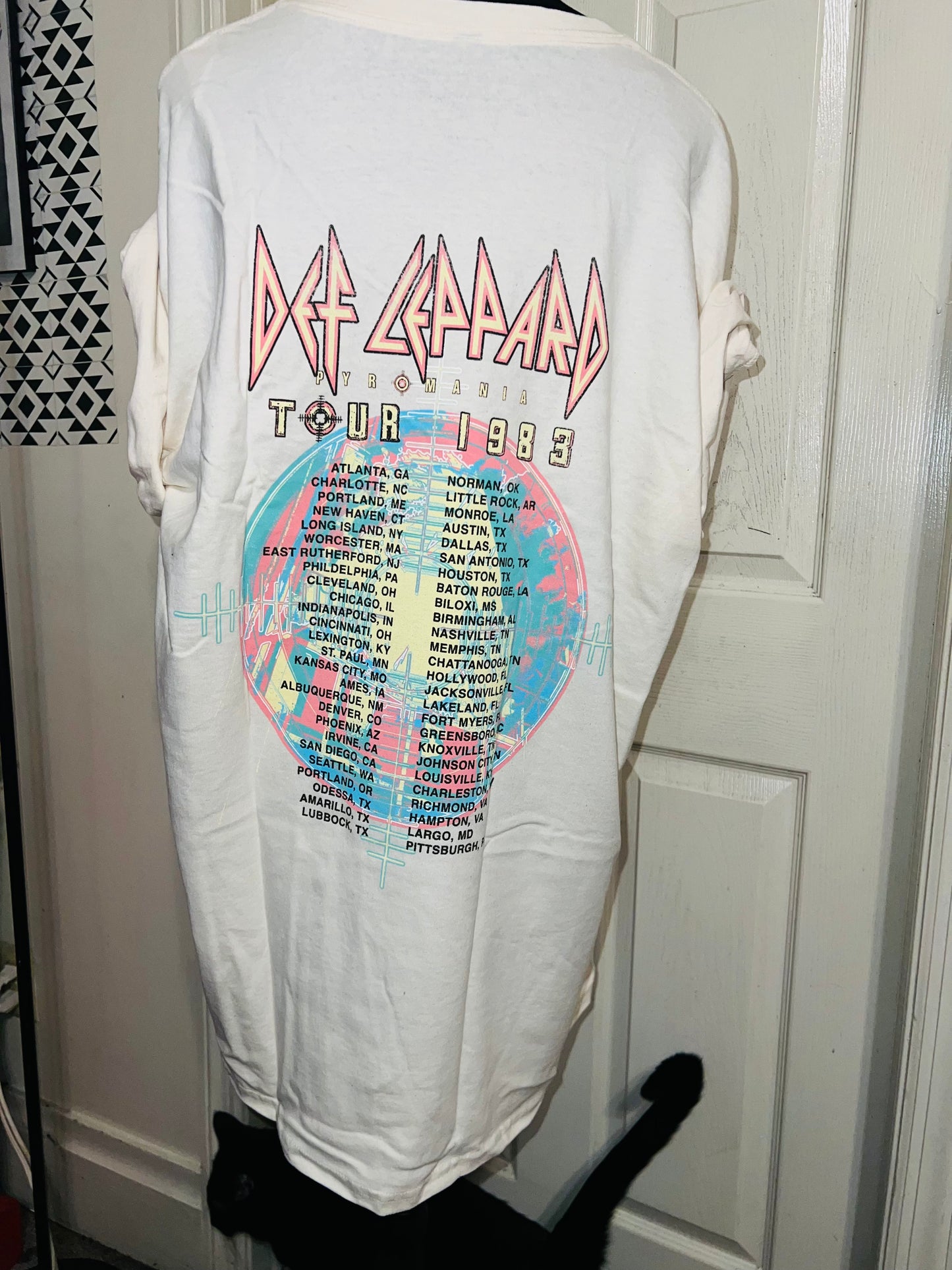 Def Leppard Double Sided Oversized Distressed Tee