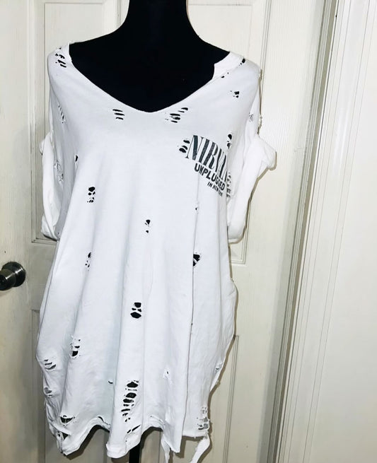 Nirvana Double Sided Oversized Distressed Tee