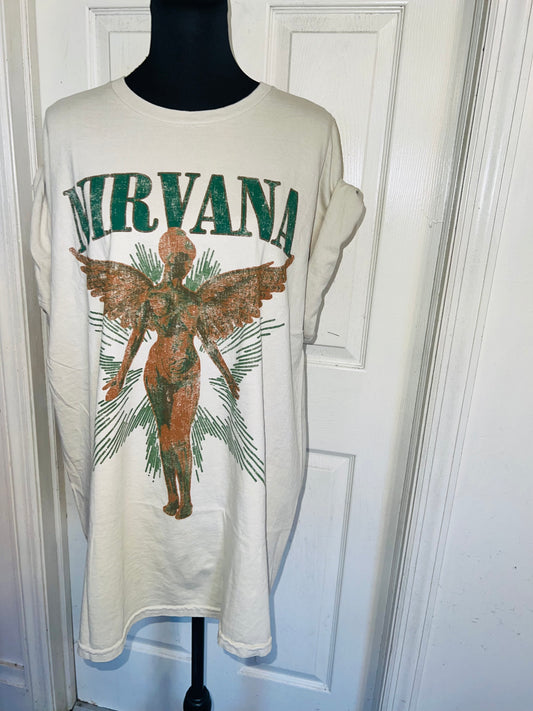 Nirvana Double Sided Oversized Distressed Tee