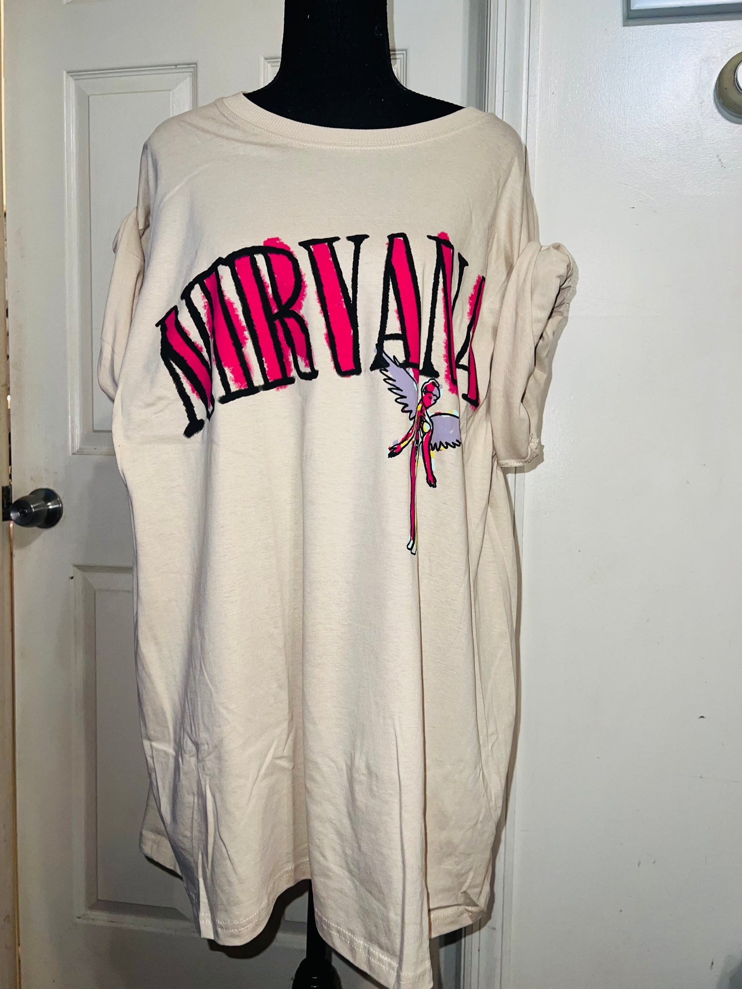 Nirvana Double Sided Oversized Distressed Tee