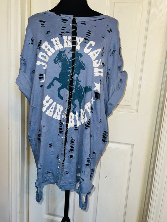 Johnny Cash Split Oversized Distressed Tee