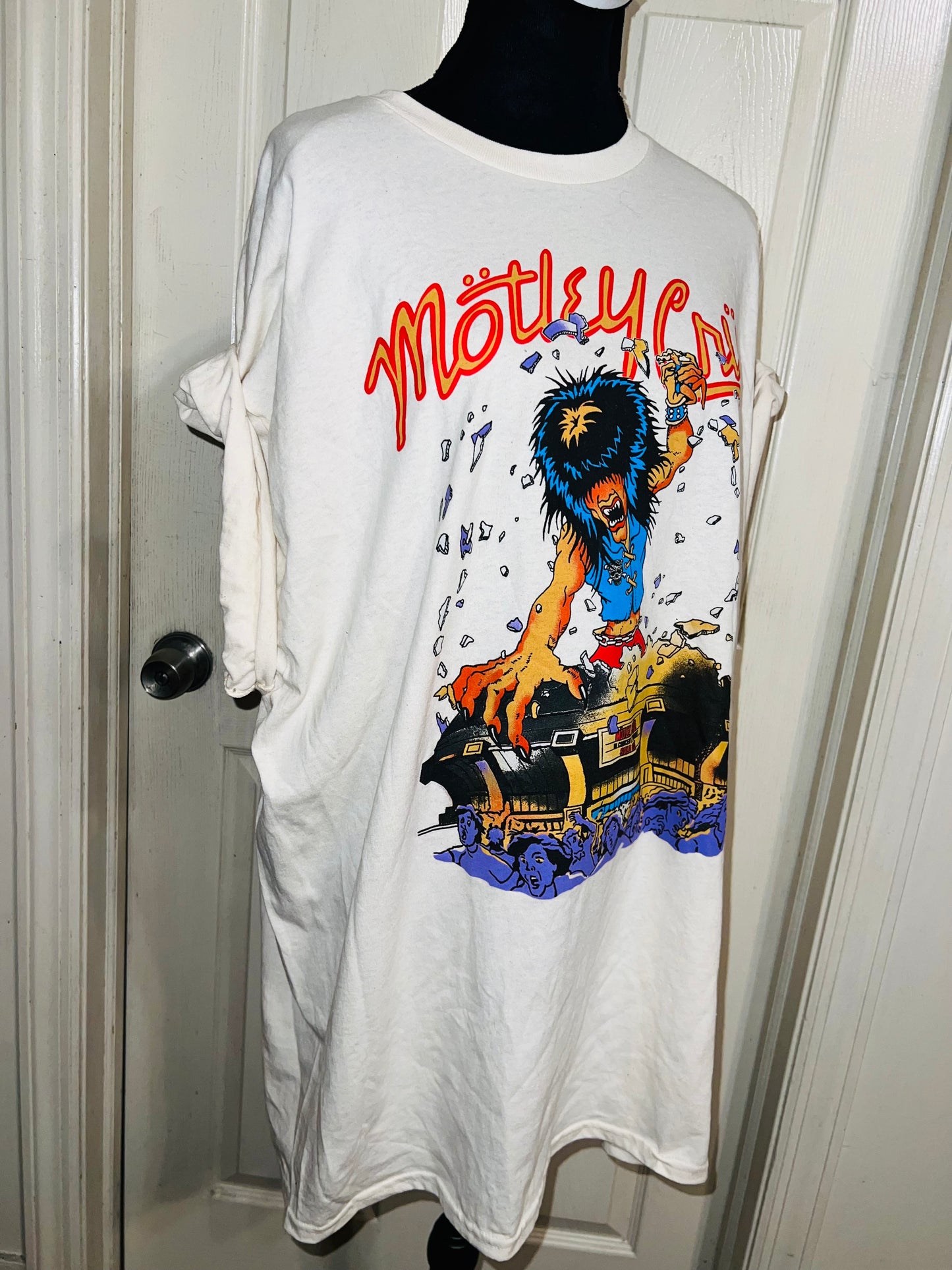 Motley Crue Tour Double Sided  Oversized Distressed Tee