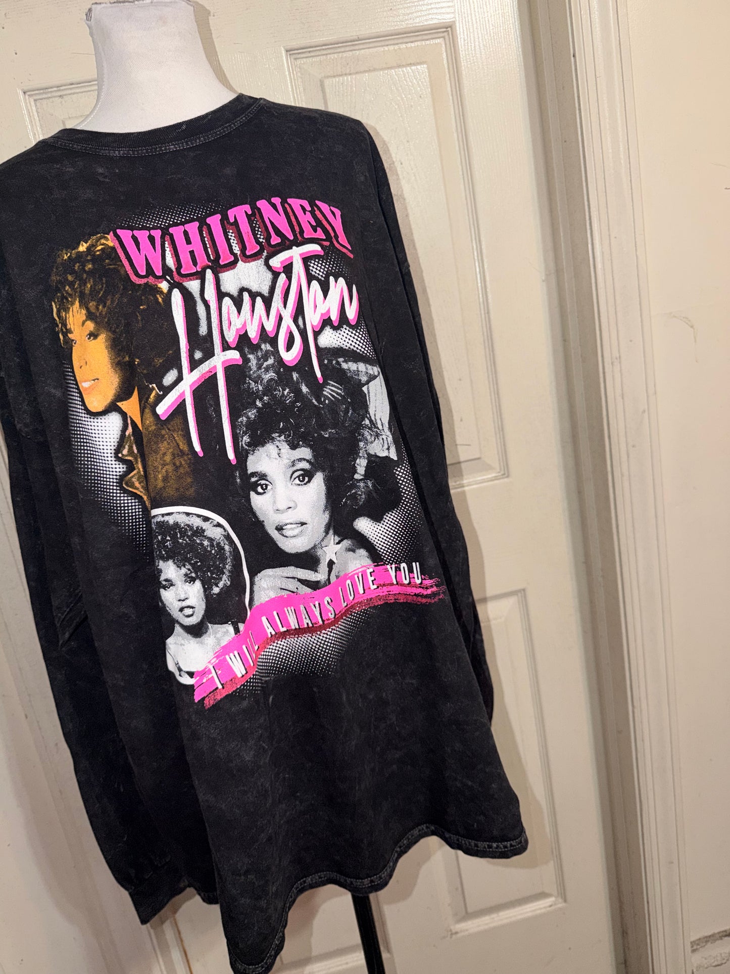 Whitney Houston Oversized Distressed Long Sleeve Tee