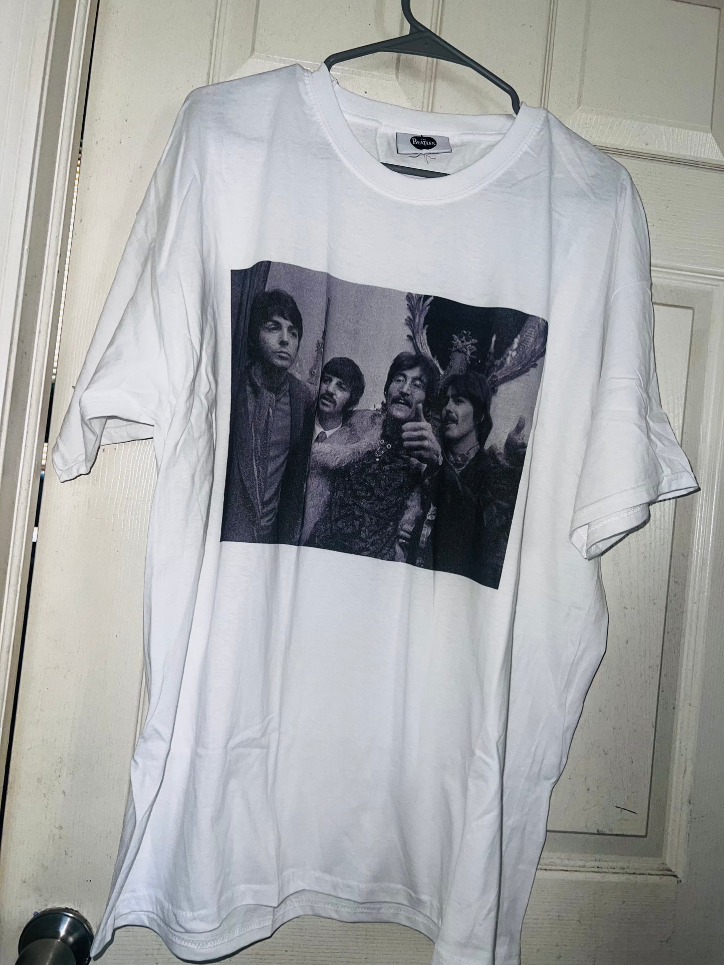 The Beatles Black & White Photograph Oversized Distressed Tee