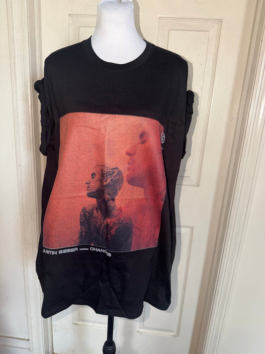 Justin Bieber Oversized Distressed Tee