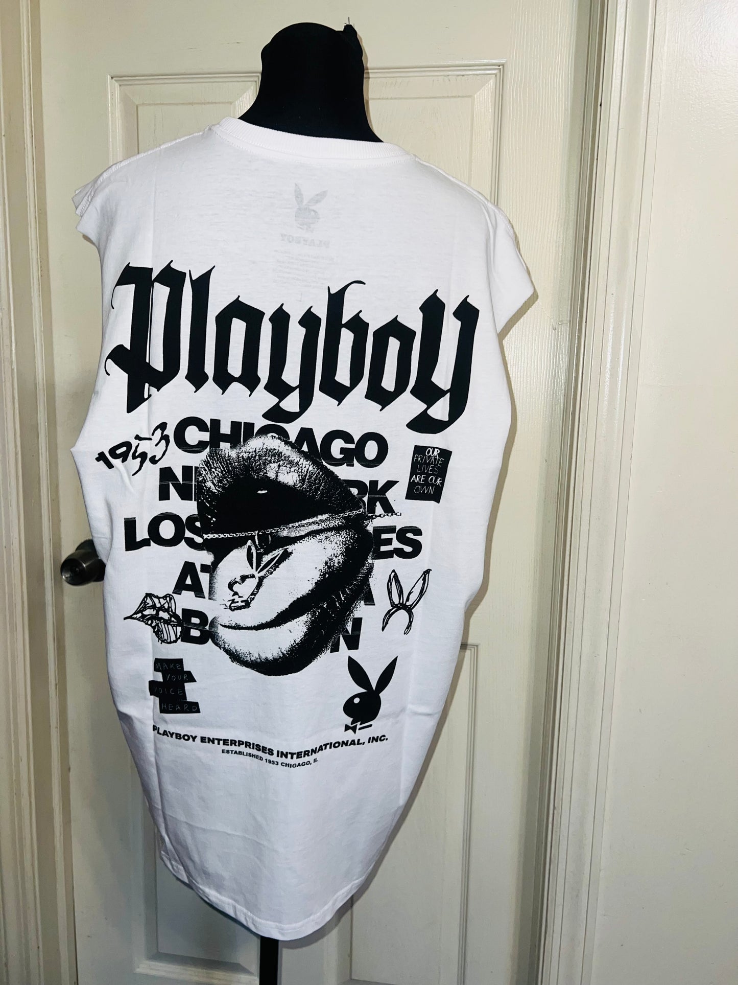 Playboy Double Sided Oversized Distressed Tank