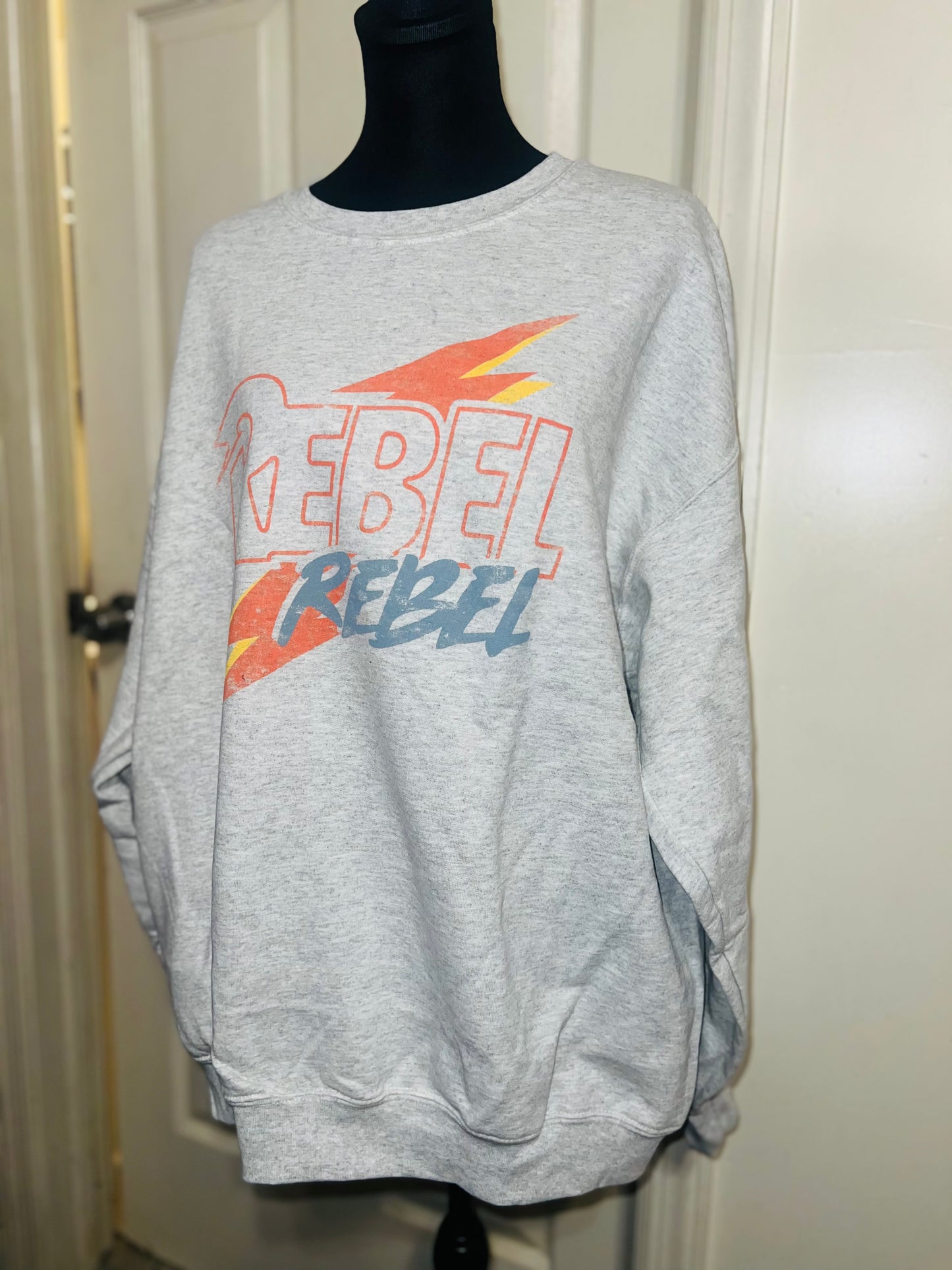 Rebel Rebel Bowie Oversized Distressed Sweatshirt