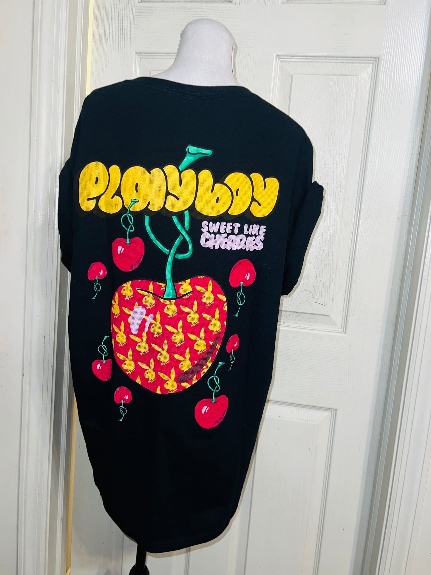 Playboy Cherry Double Sided Oversized Distressed Tee