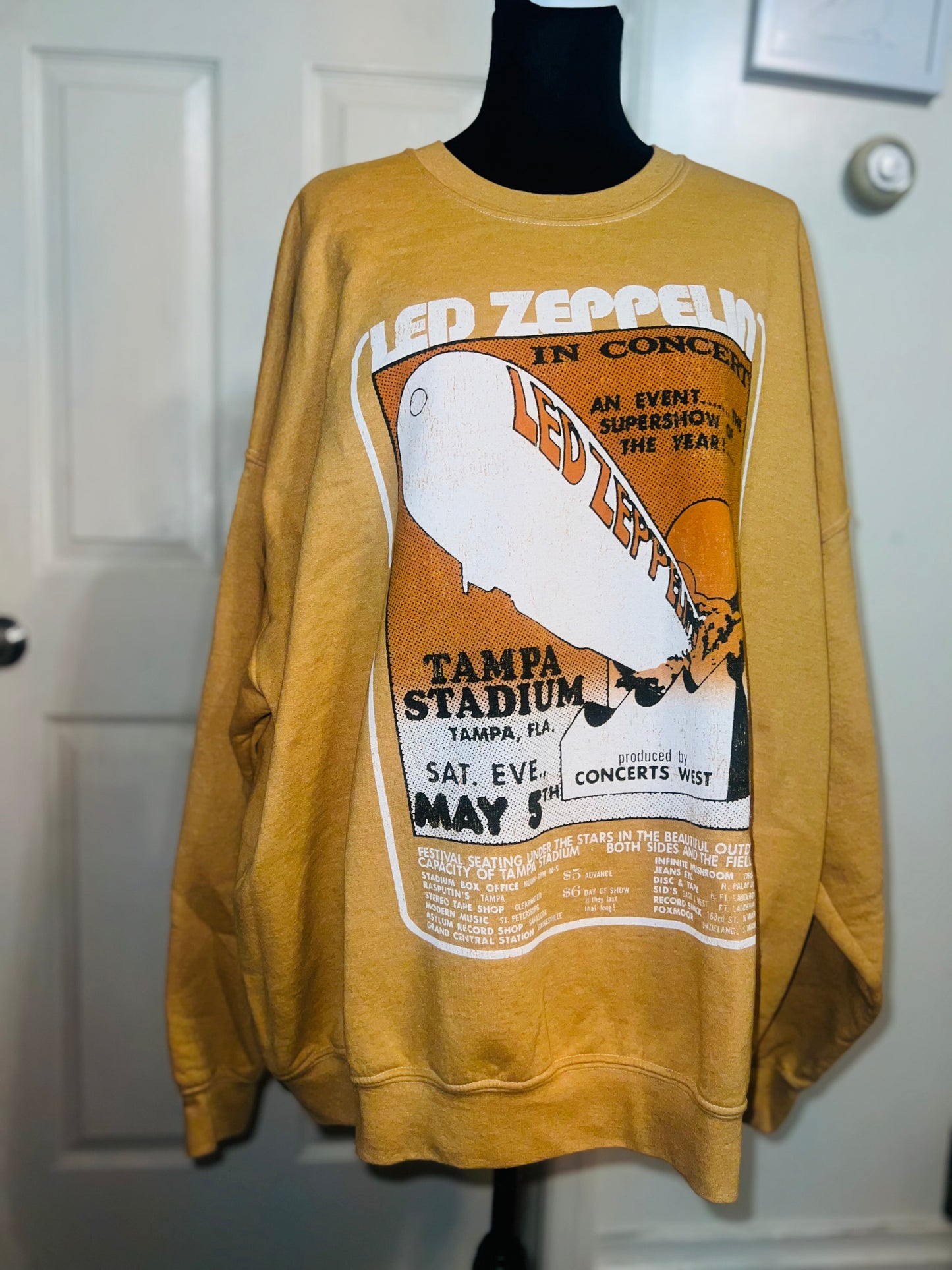 Led Zeppelin Oversized Distressed Sweatshirt