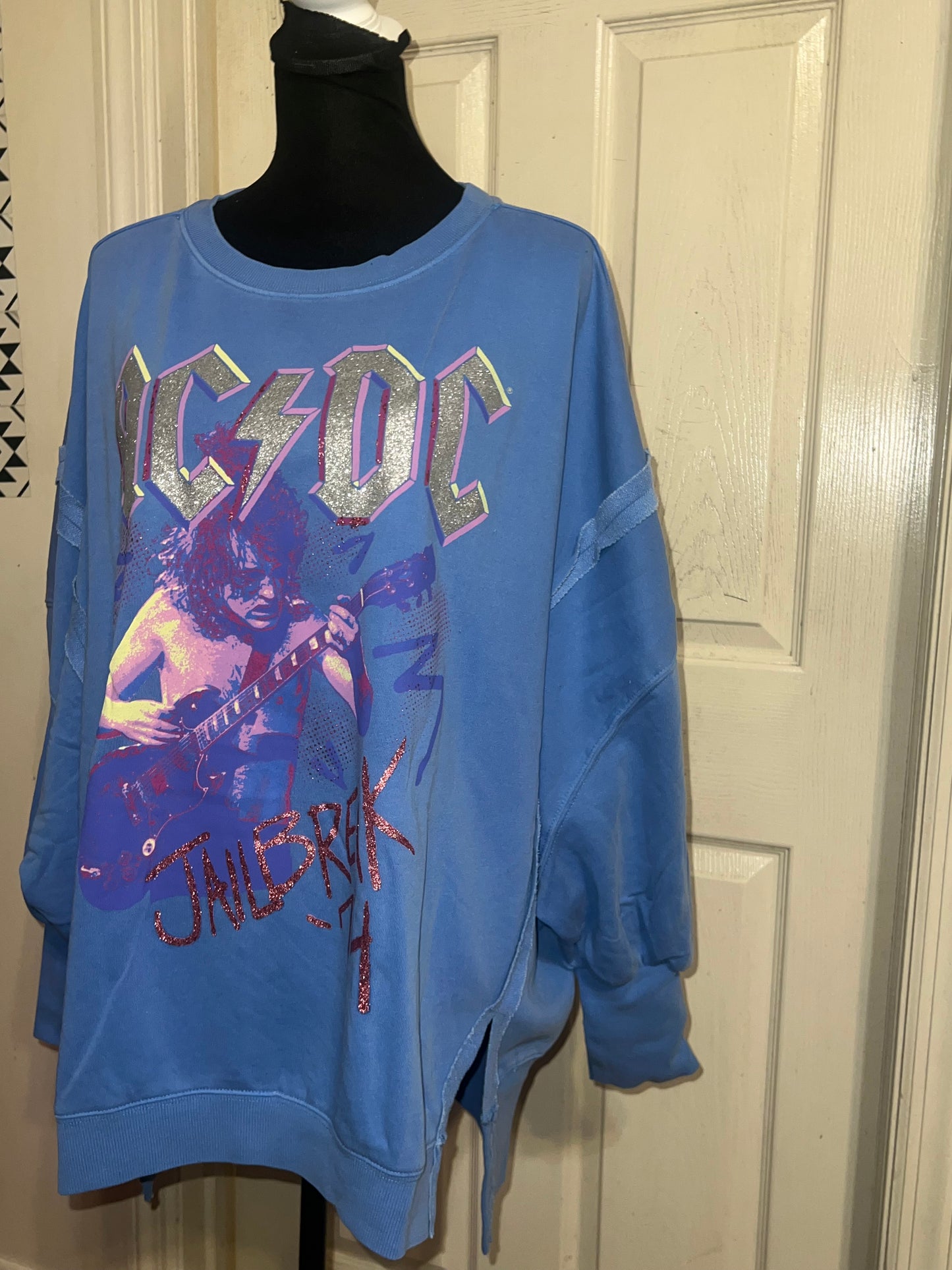 AC/DC Oversized Distressed Sweatshirt