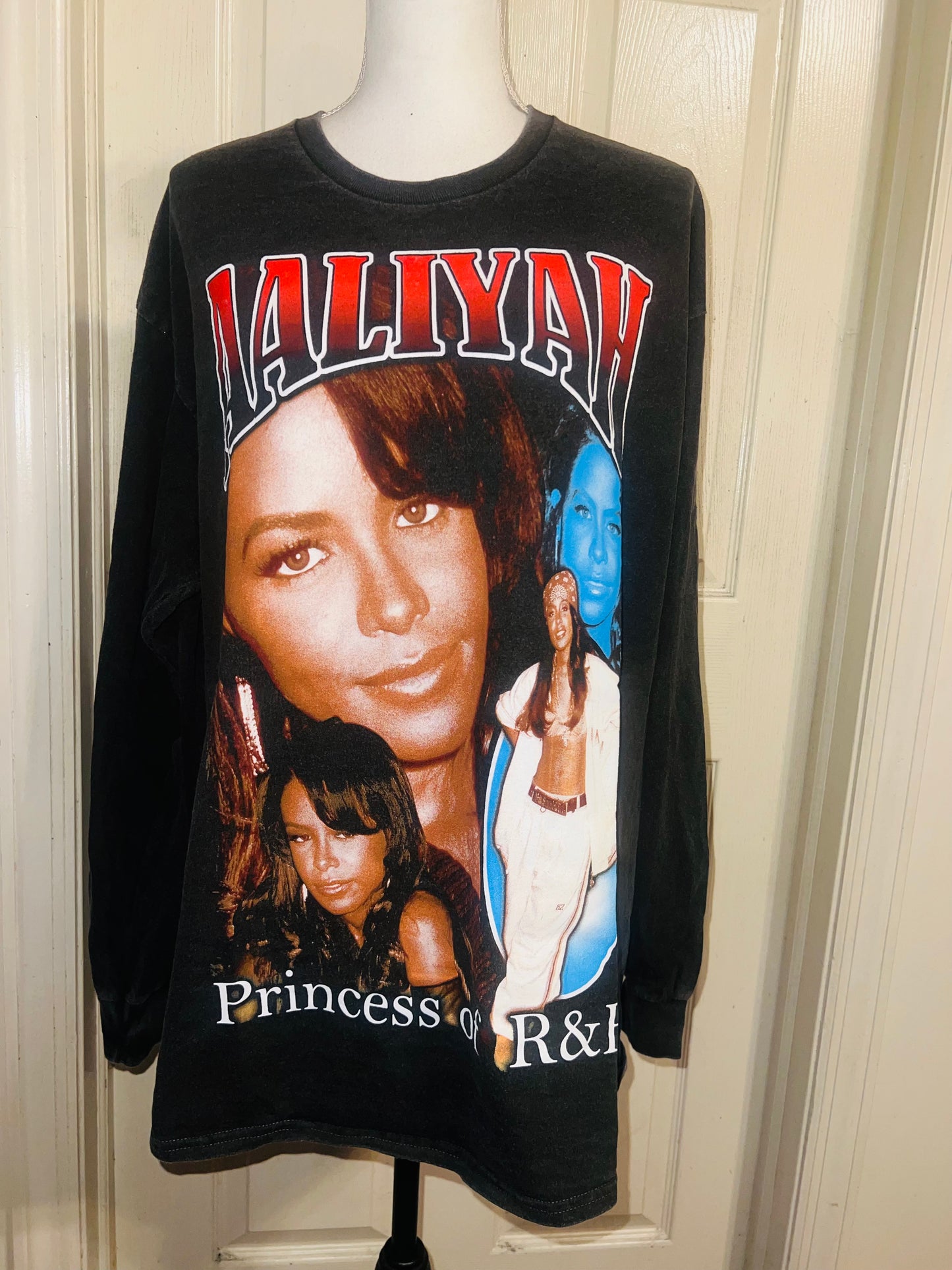 Aaliyah Oversized Distressed Long Sleeve Tee