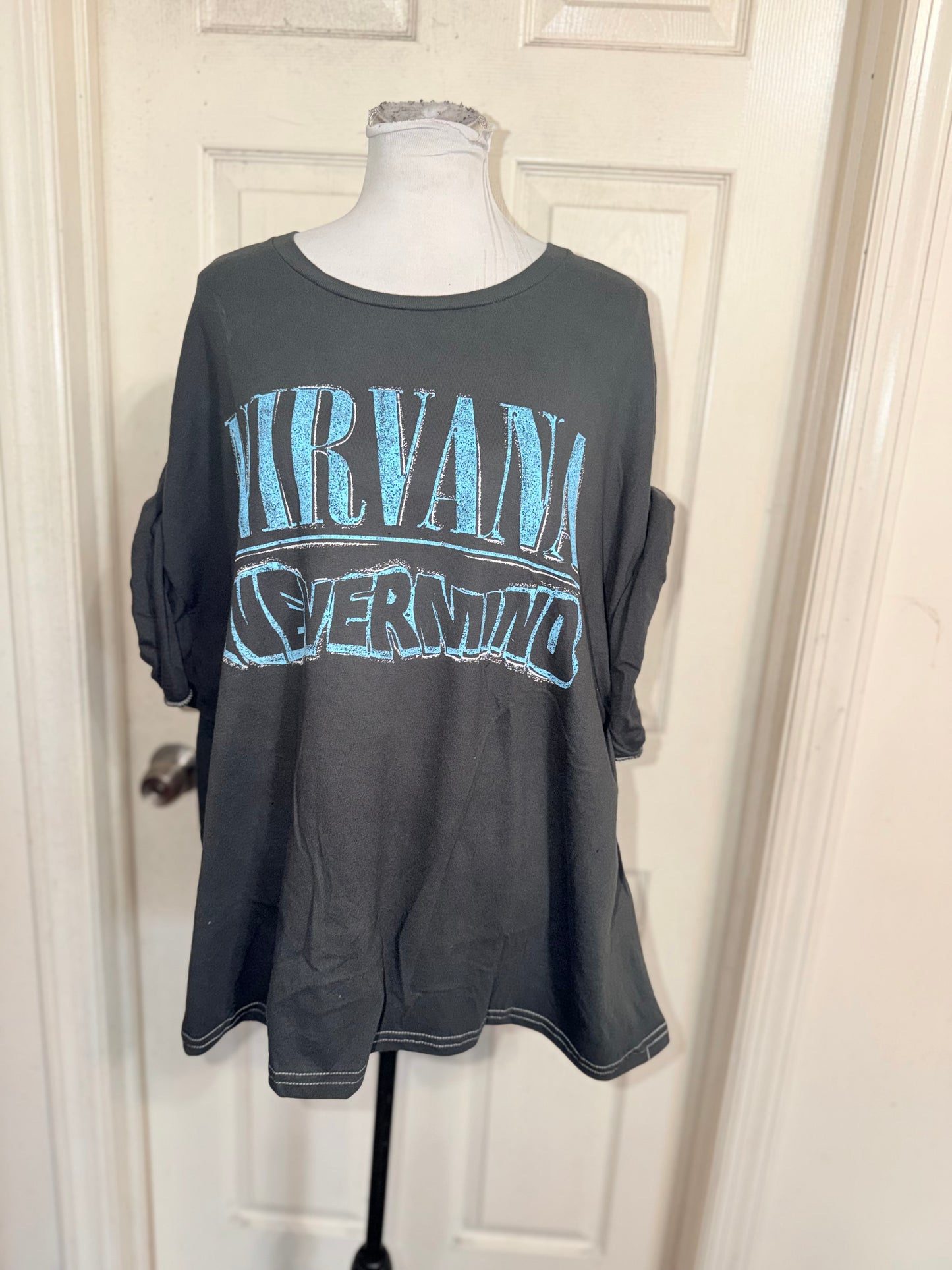 Nirvana Double Sided Oversized Distressed Tee