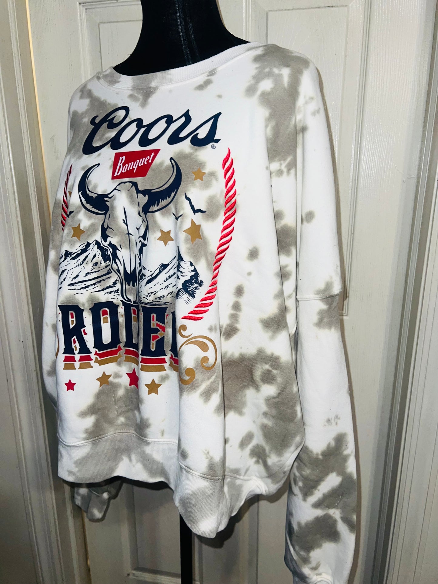 Coors Banquet Rodeo Oversized Distressed Sweatshirt