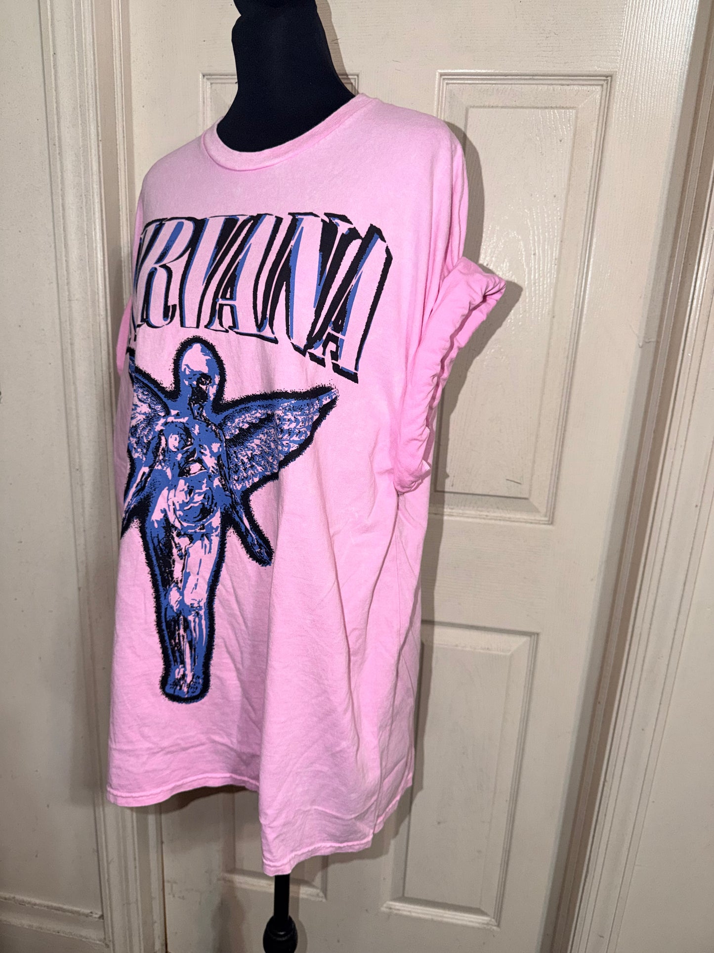 Nirvana Double Sided Oversized Distressed Tee