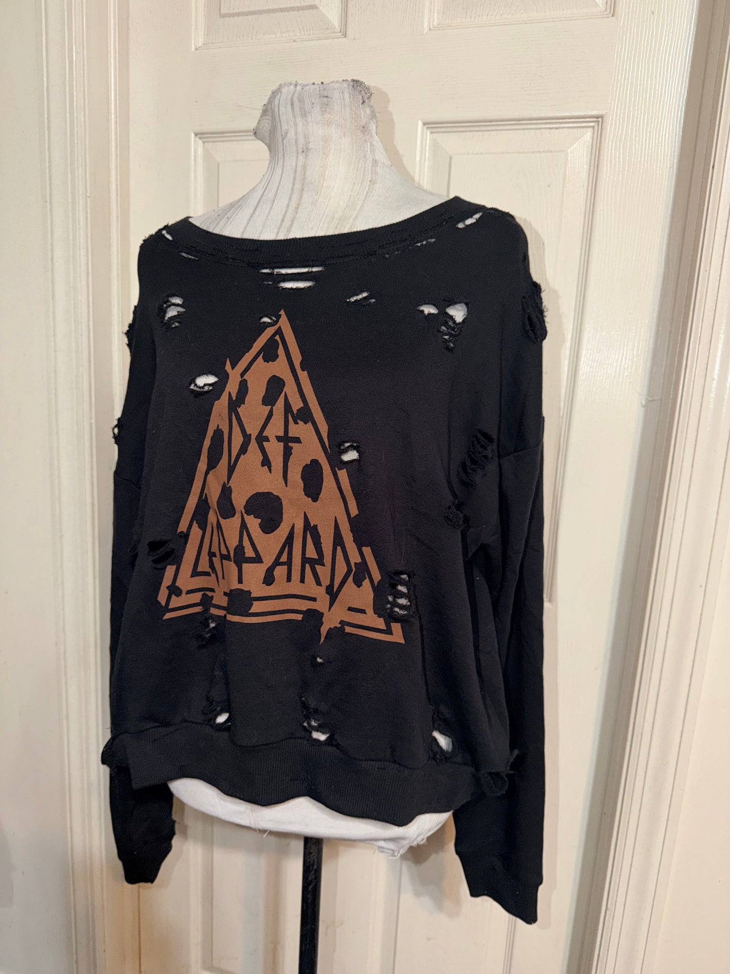Def Leppard Oversized Distressed Sweatshirt