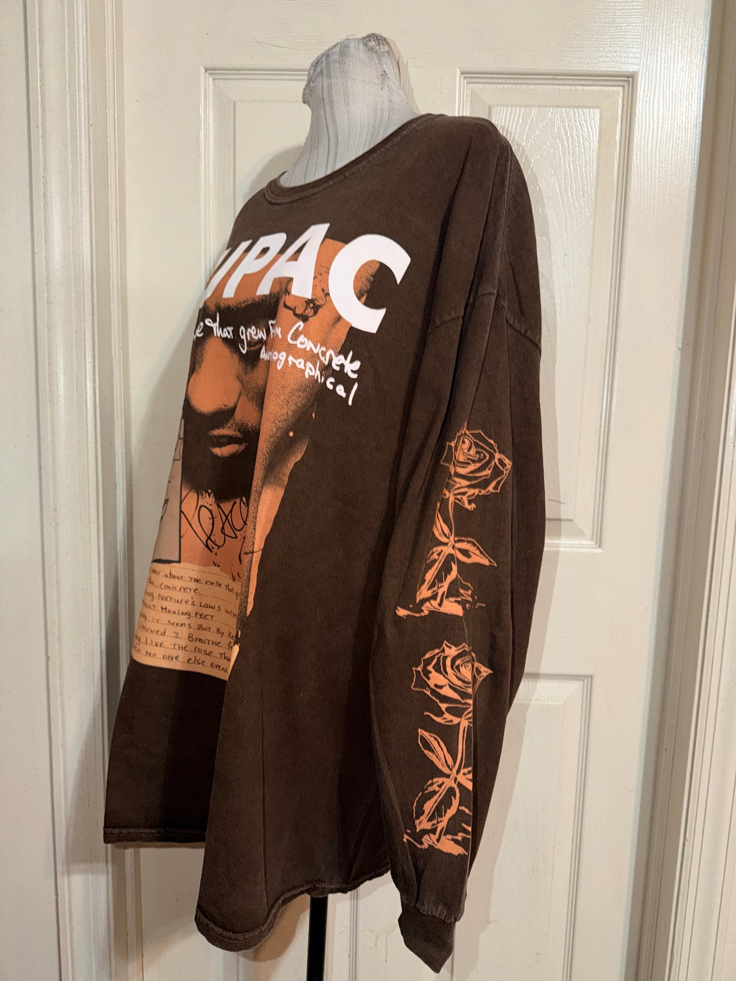 Tupac Oversized Distressed Long Sleeve Tee