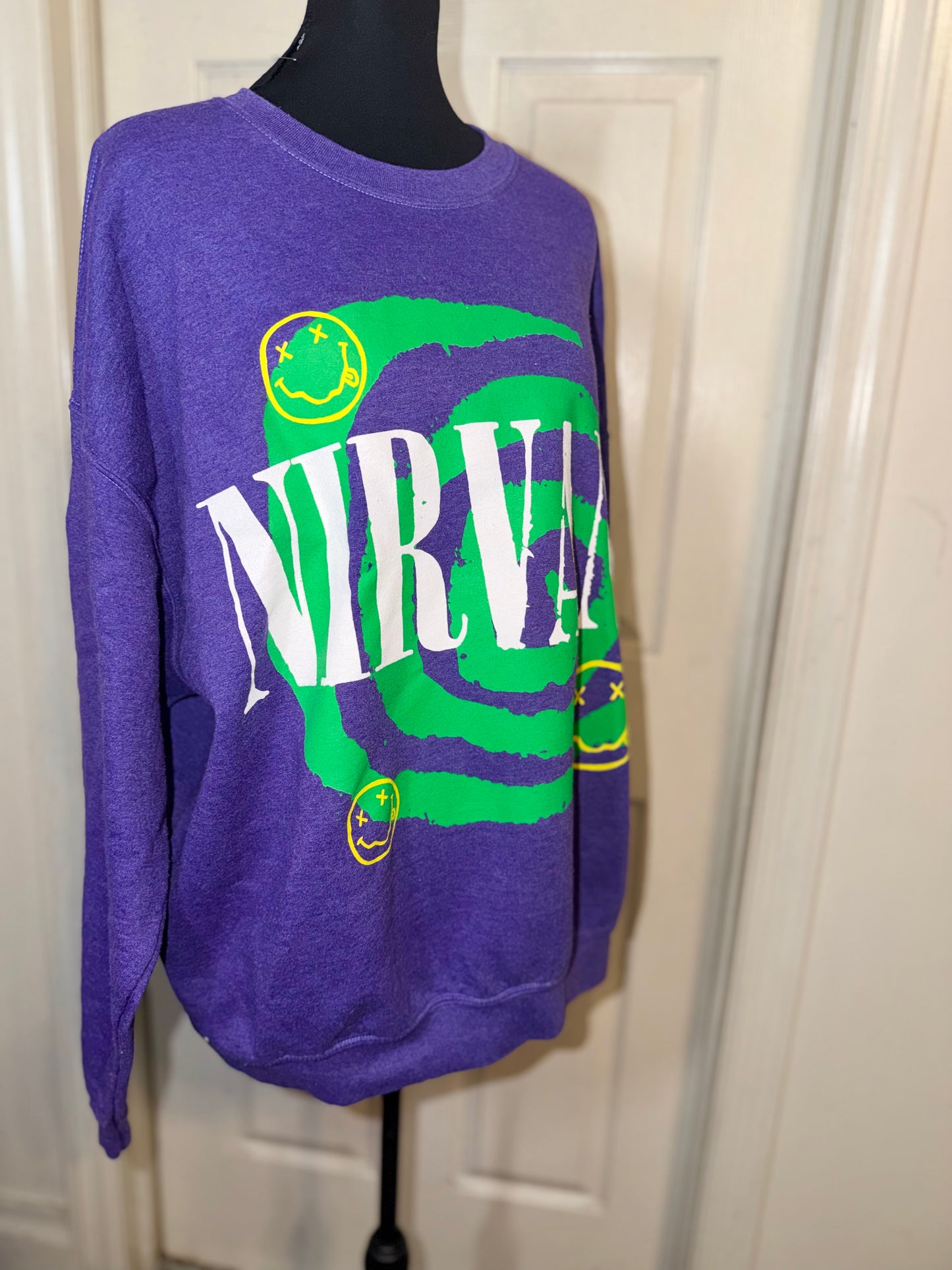 Nirvana Double Sided Oversized Distressed Sweatshirt
