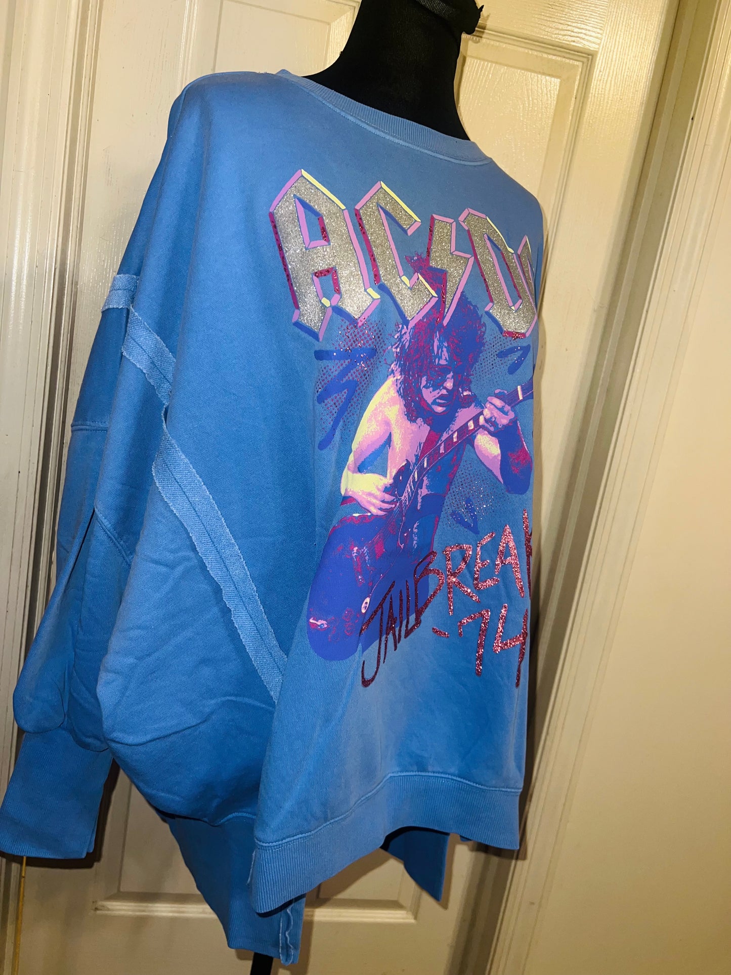 AC/DC Oversized Distressed Sweatshirt