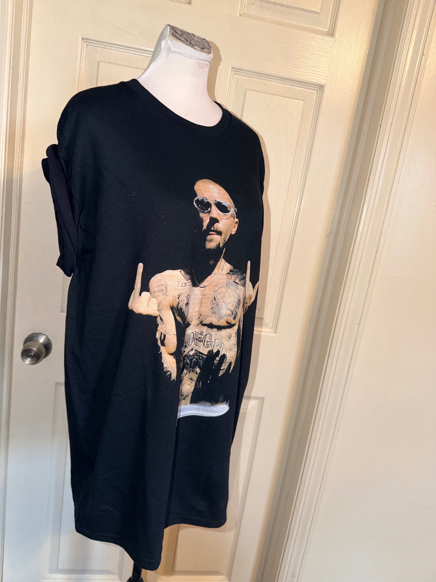 Justin Bieber Oversized Distressed Tee