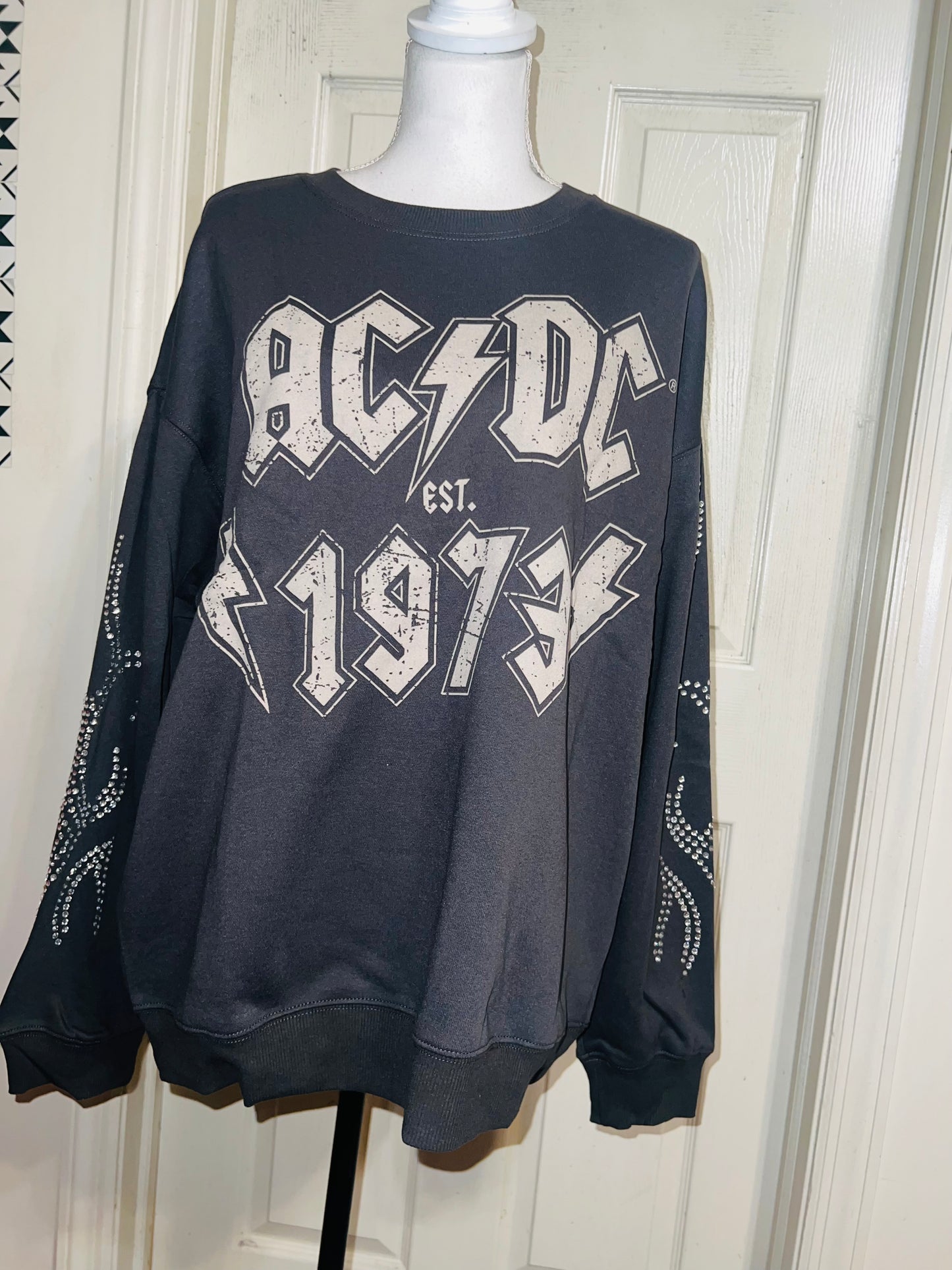 AC/DC Oversized Distressed Sweatshirt