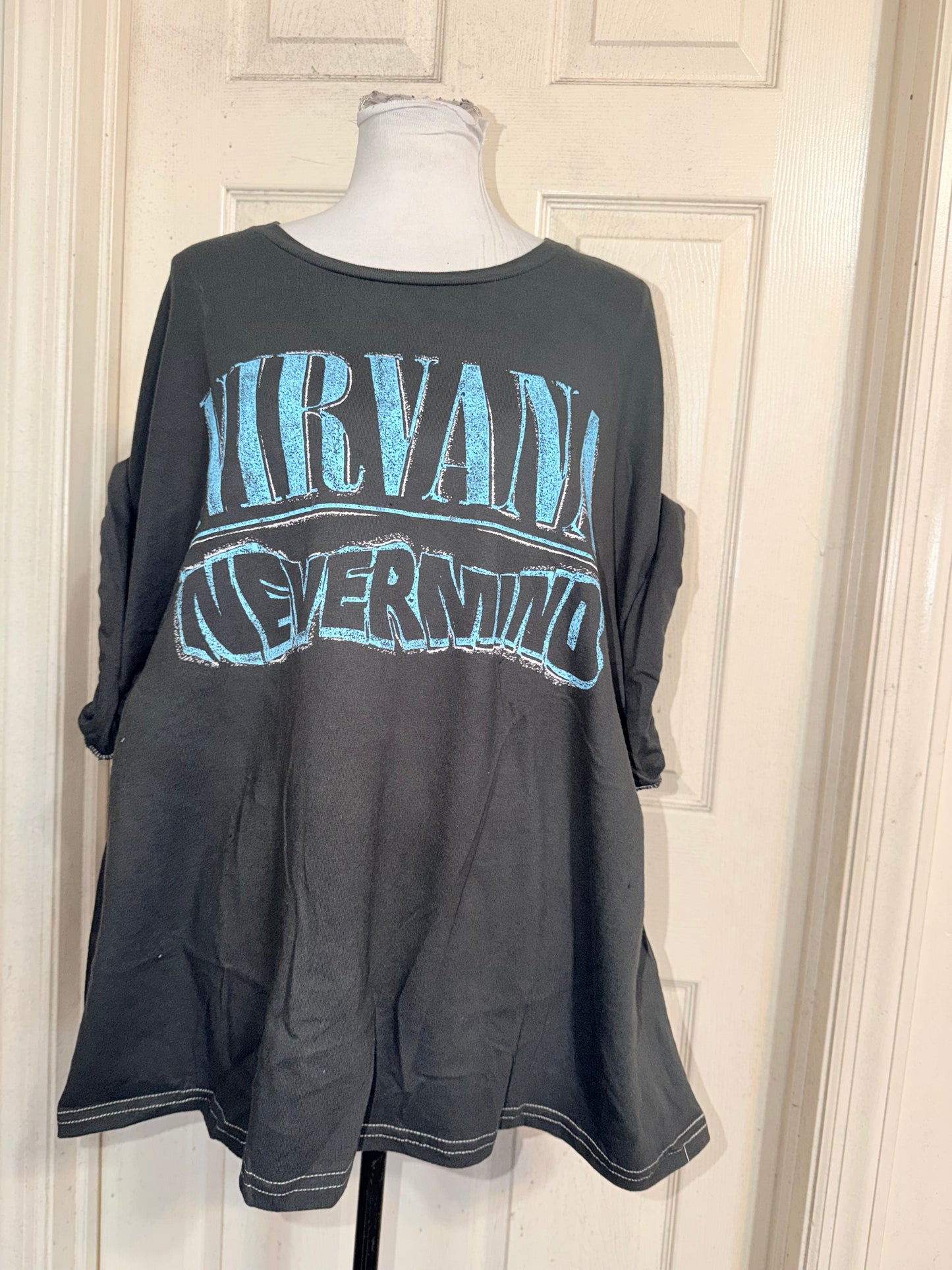 Nirvana Double Sided Oversized Distressed Tee