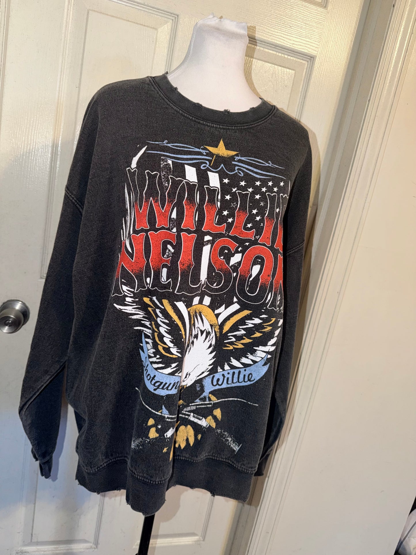 Willie Nelson Oversized Distressed Sweatshirt