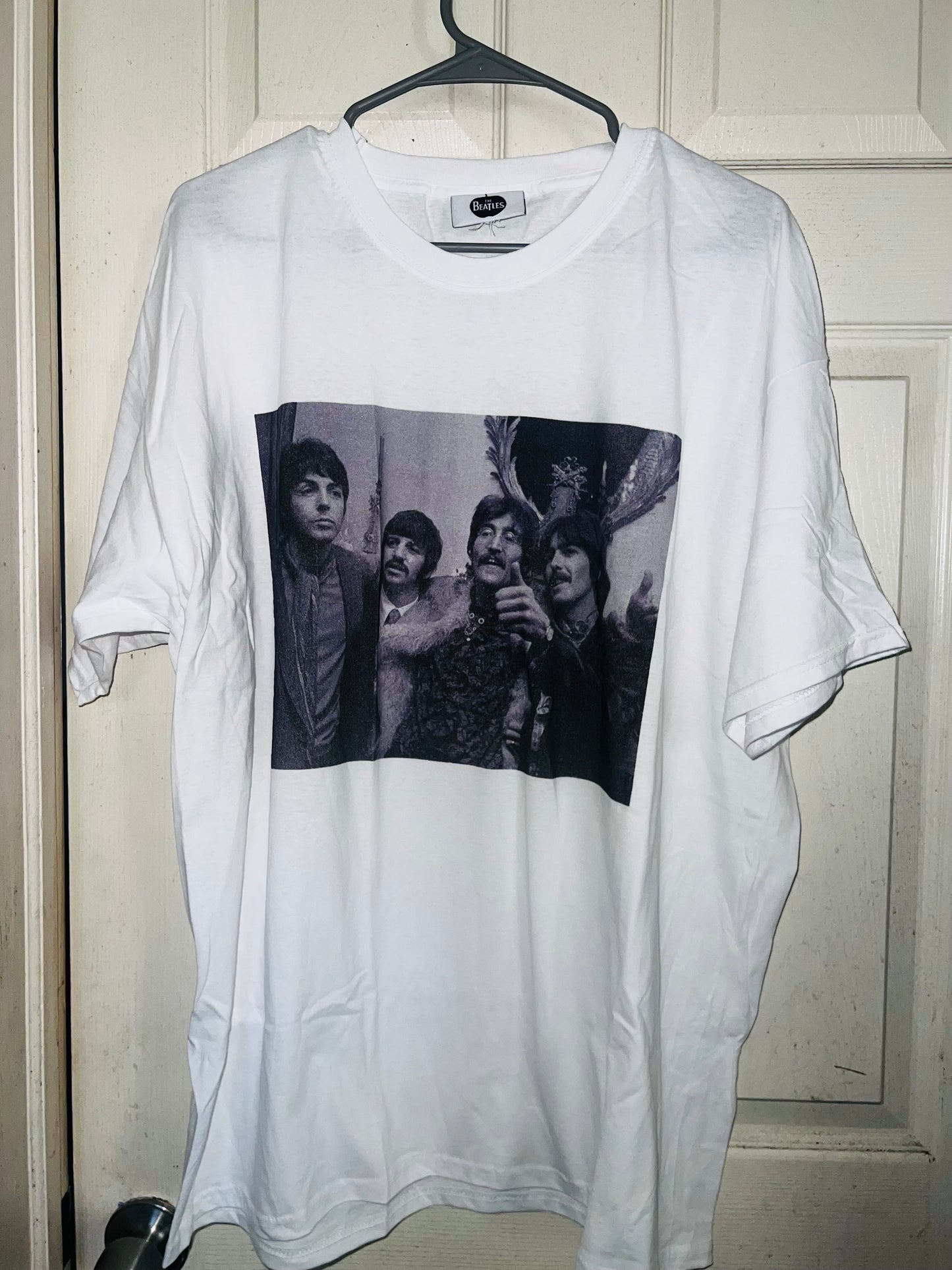 The Beatles Black & White Photograph Oversized Distressed Tee