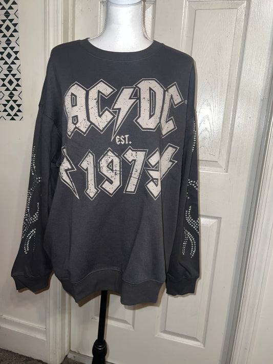 AC/DC Oversized Distressed Sweatshirt