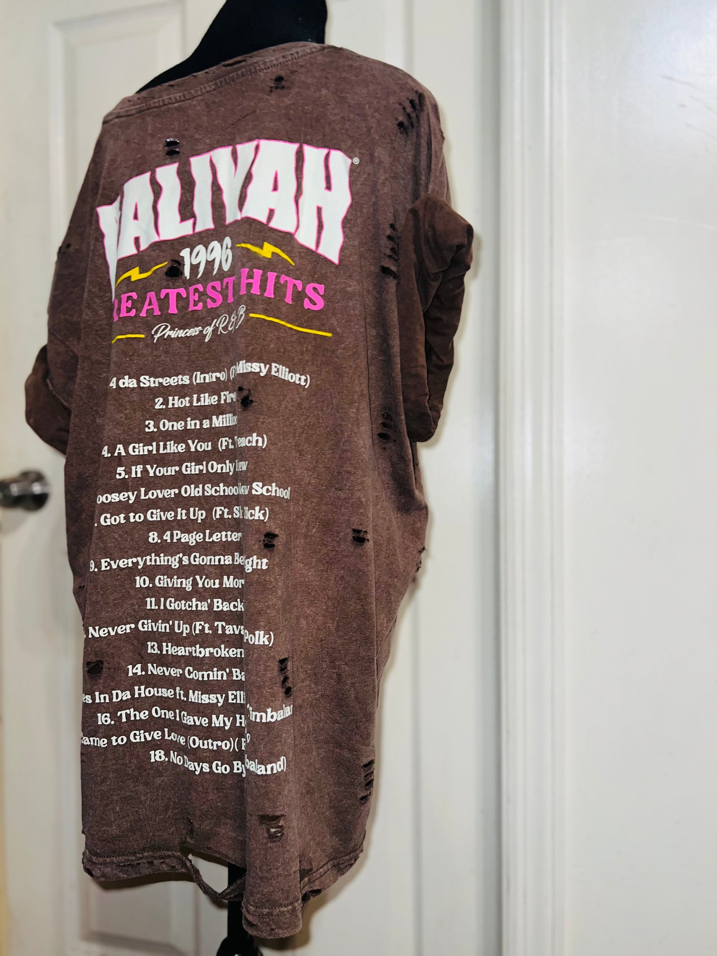 Aaliyah Double Sided Oversized Distressed Tee
