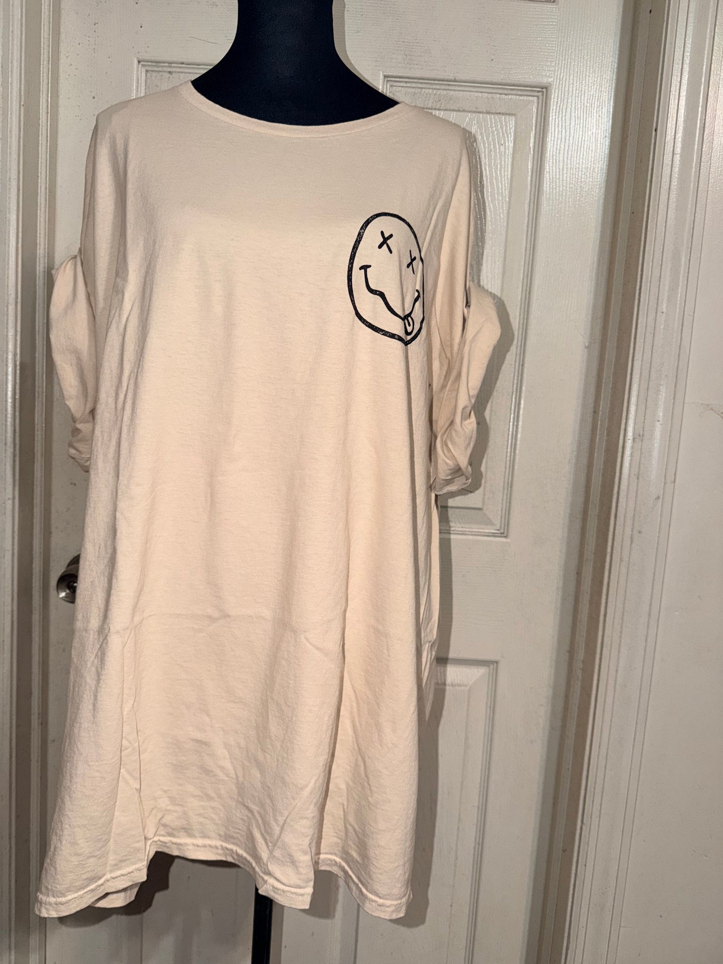 Nirvana Double Sided Oversized Distressed Tee