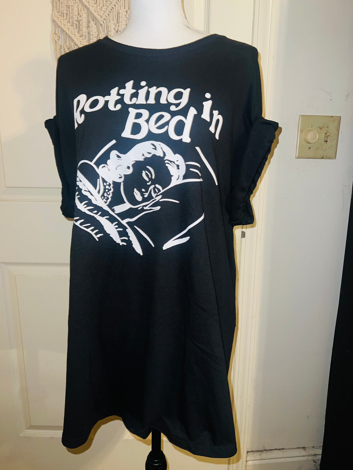 Rotting in Bed Oversized Distressed Tee