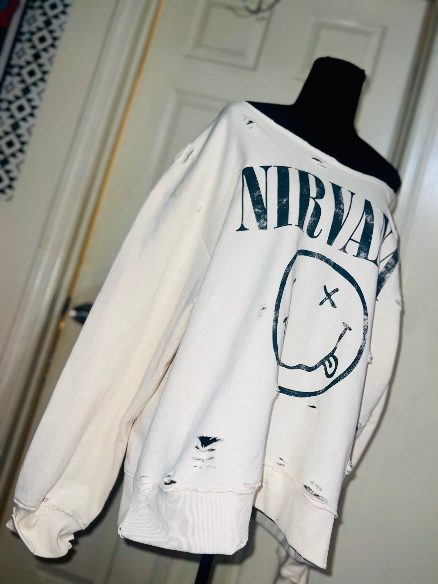 Nirvana Oversized Cream Sweatshirt