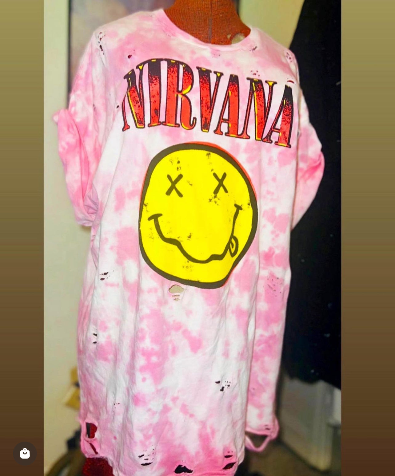 Nirvana Tie Dye Oversized Distressed Tee