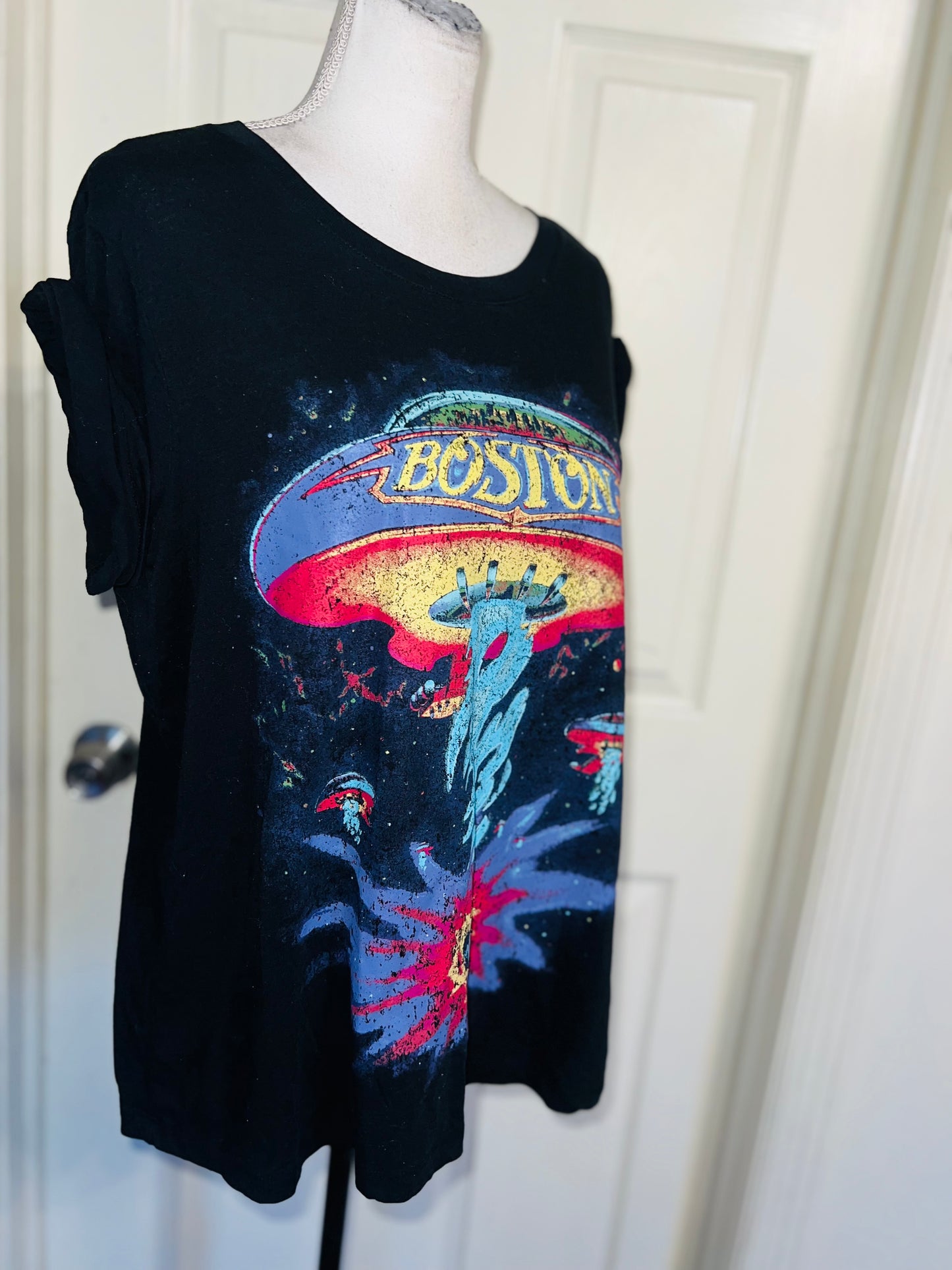 Boston Double Sided Oversized Distressed Tee