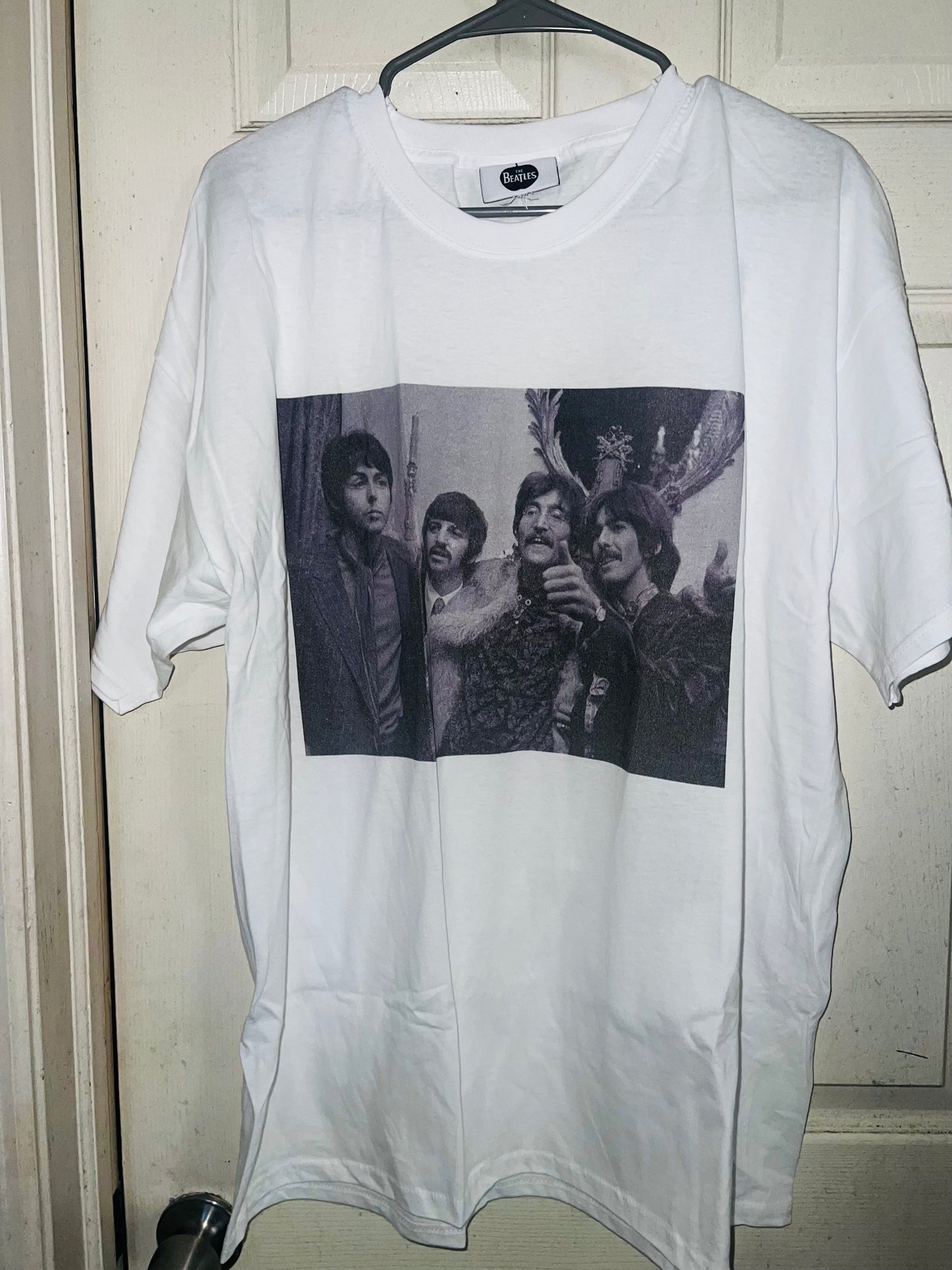 The Beatles Black & White Photograph Oversized Distressed Tee