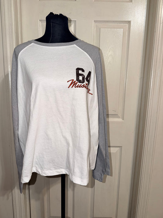 Ford Mustang Double Sided Oversized Distressed Long Sleeve Tee