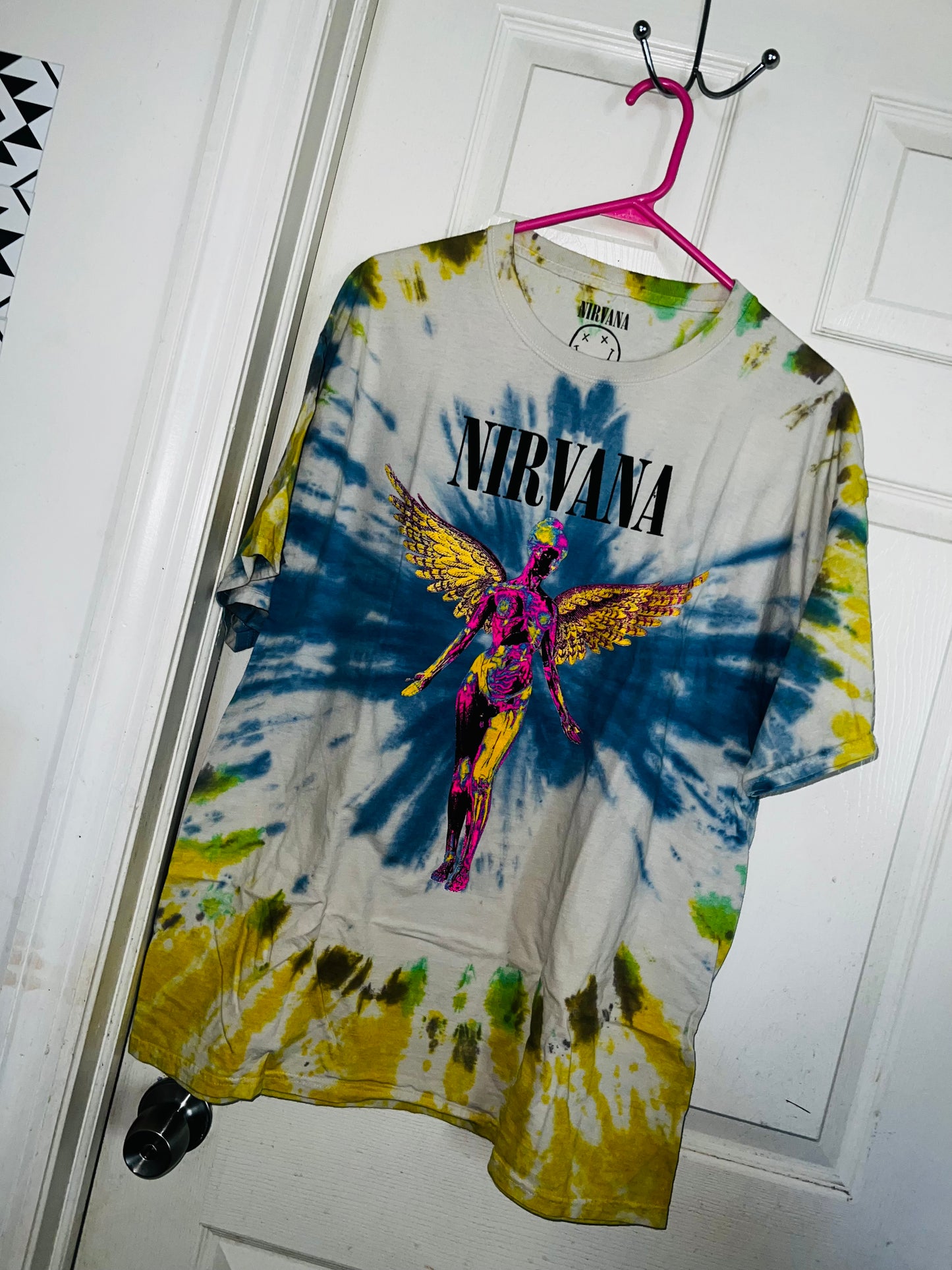 Nirvana Tie Die Oversized Distressed Tee