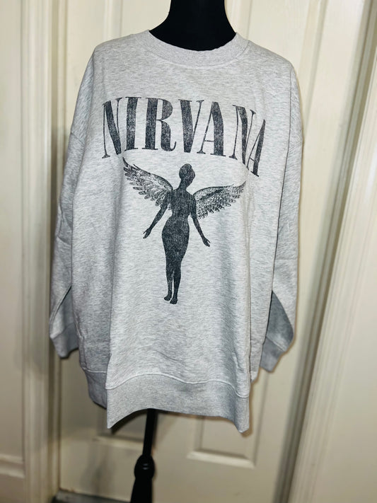 Nirvana Oversized Distressed Sweatshirt