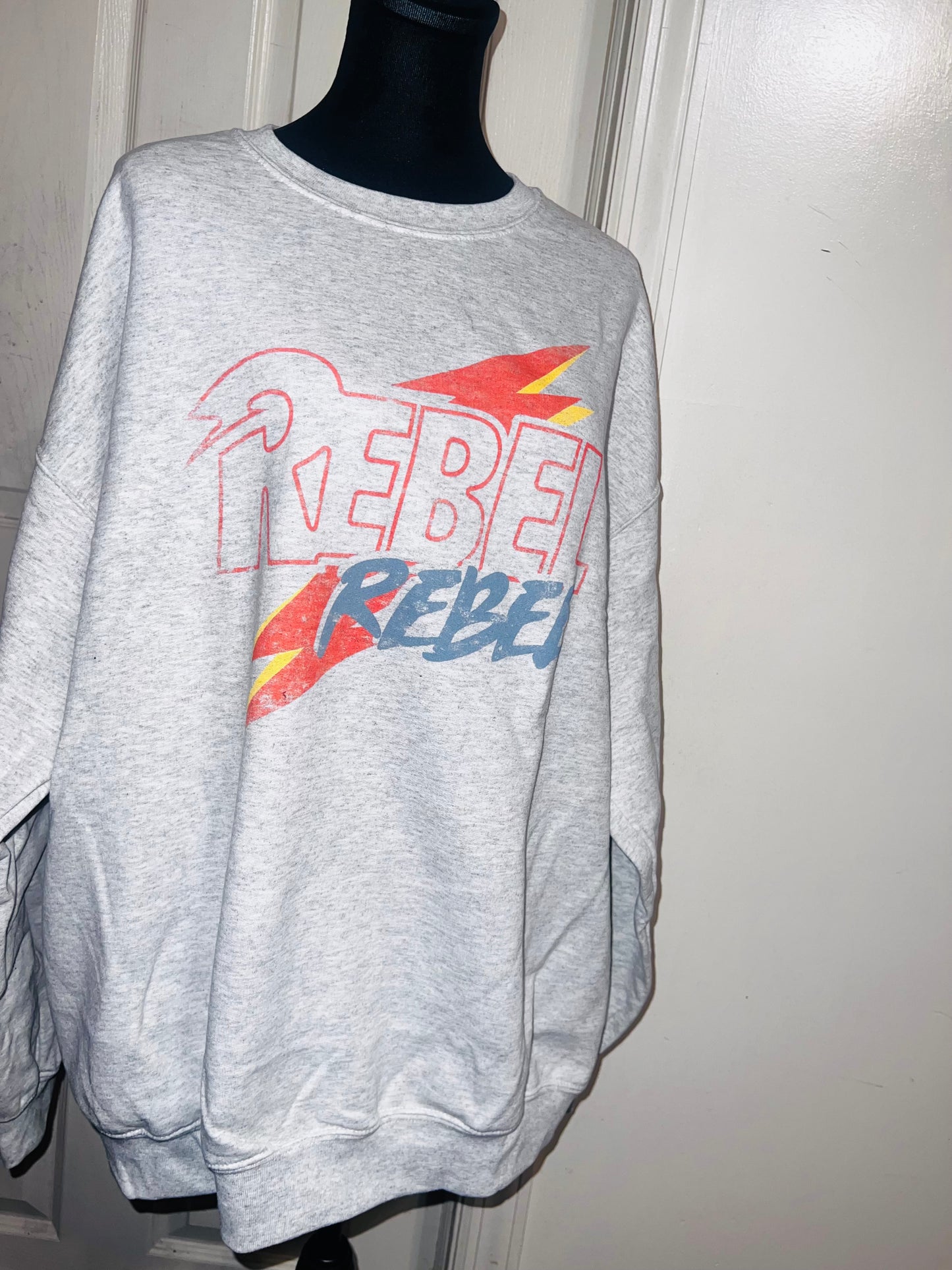 Rebel Rebel Bowie Oversized Distressed Sweatshirt