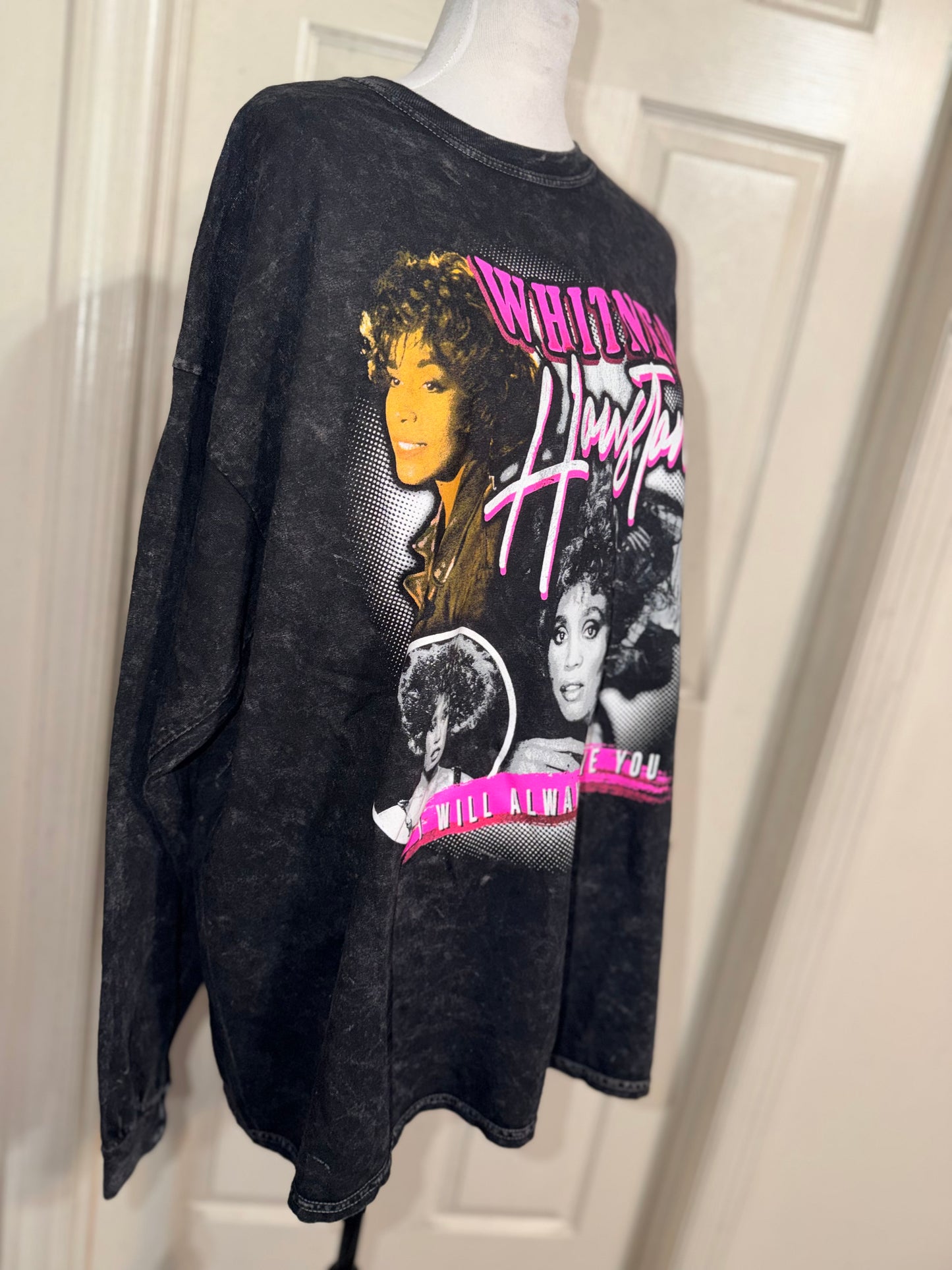 Whitney Houston Oversized Distressed Long Sleeve Tee