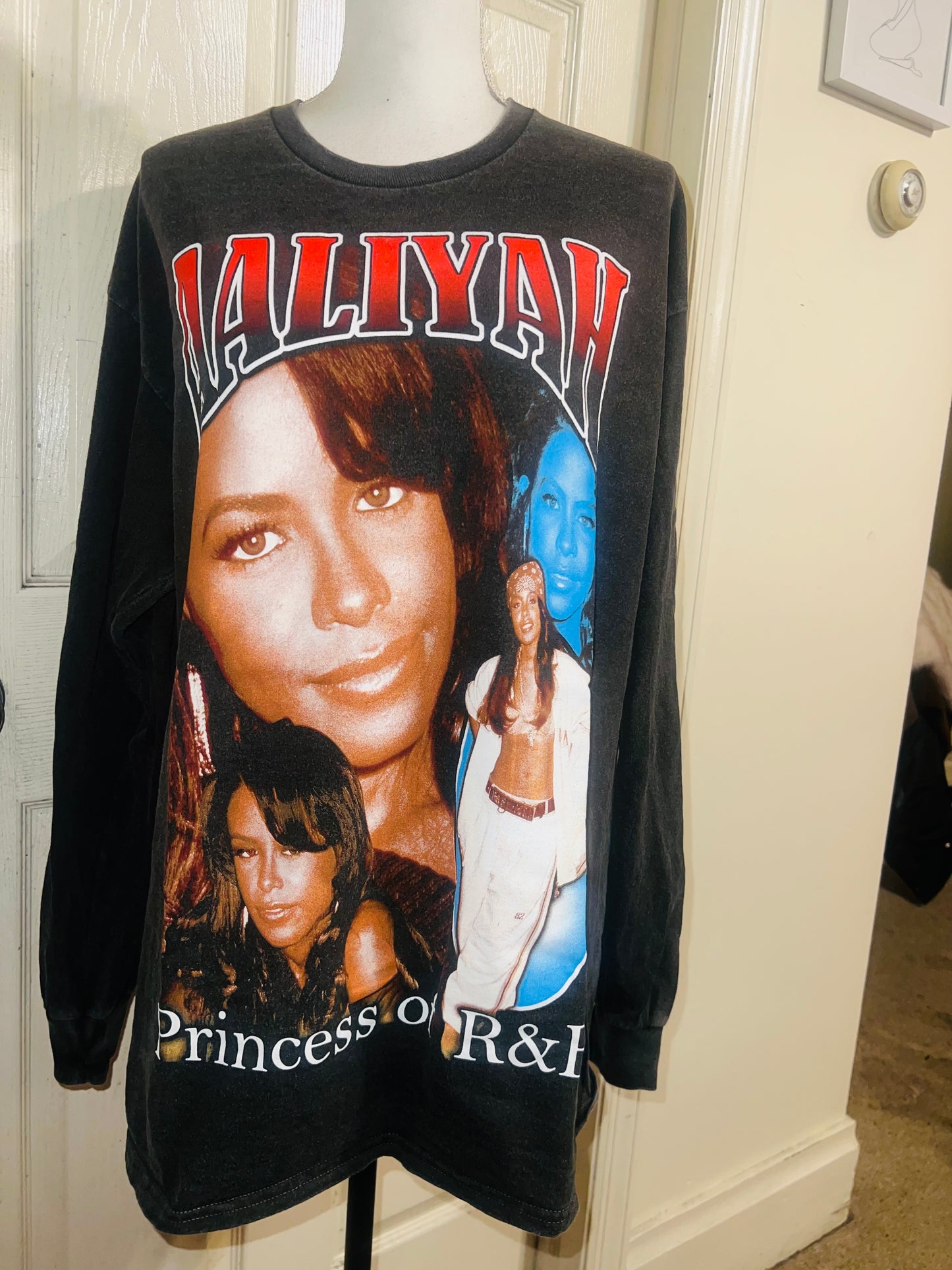 Aaliyah Oversized Distressed Long Sleeve Tee