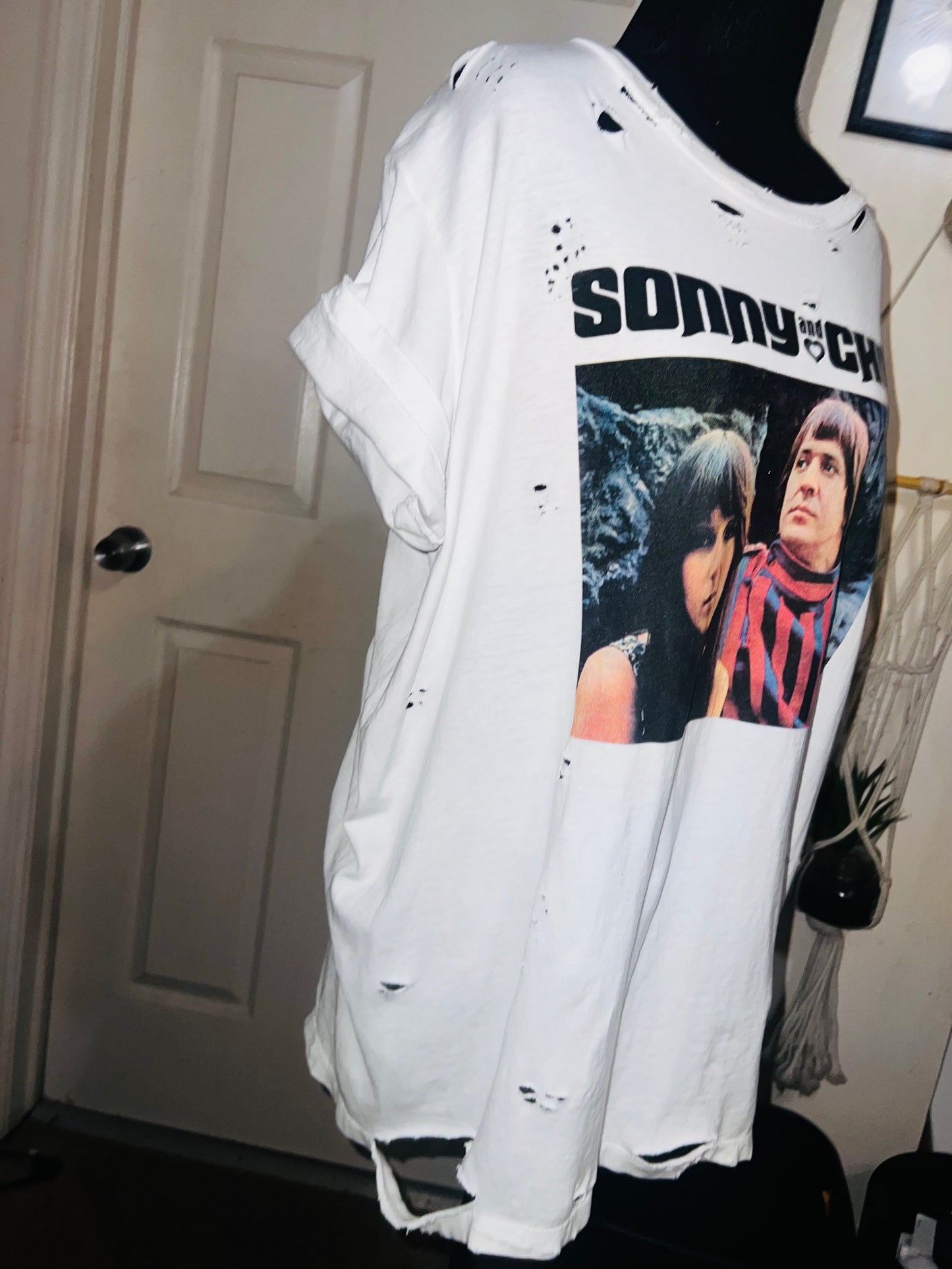 Sonny and Cher Oversized Distressed Tee